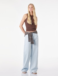 Pamuklu Düşük Bel Bol Kesim Denim Pantolon - Loose Straight Fit Jean