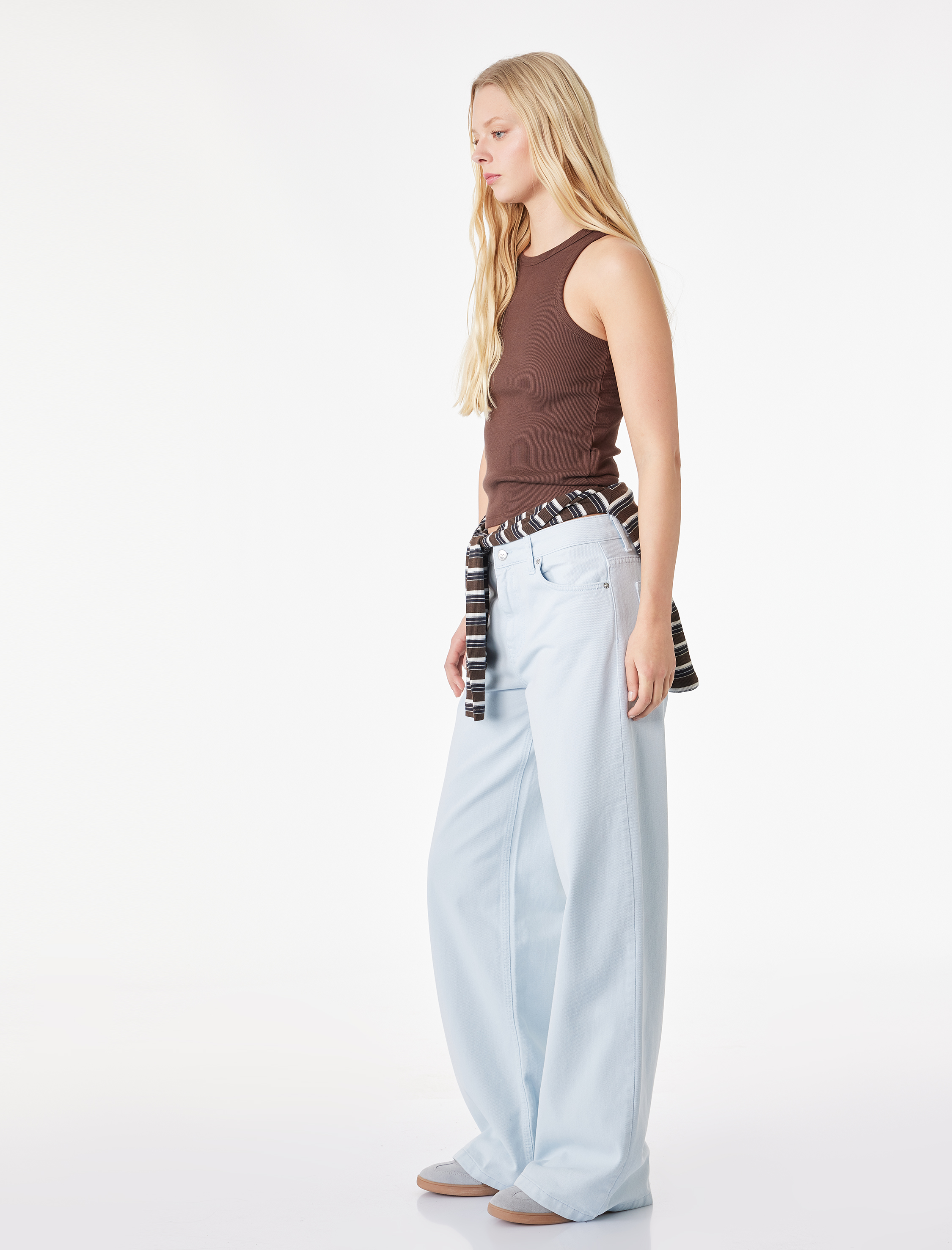   Pamuklu Düşük Bel Bol Kesim Denim Pantolon - Loose Straight Fit Jean