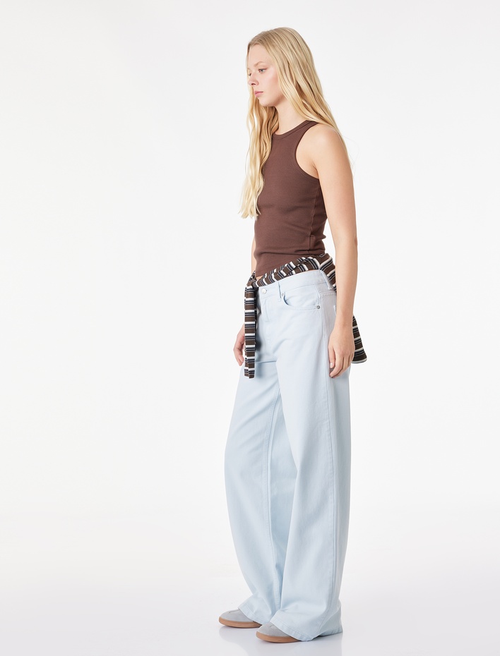  Pamuklu Düşük Bel Bol Kesim Denim Pantolon - Loose Straight Fit Jean
