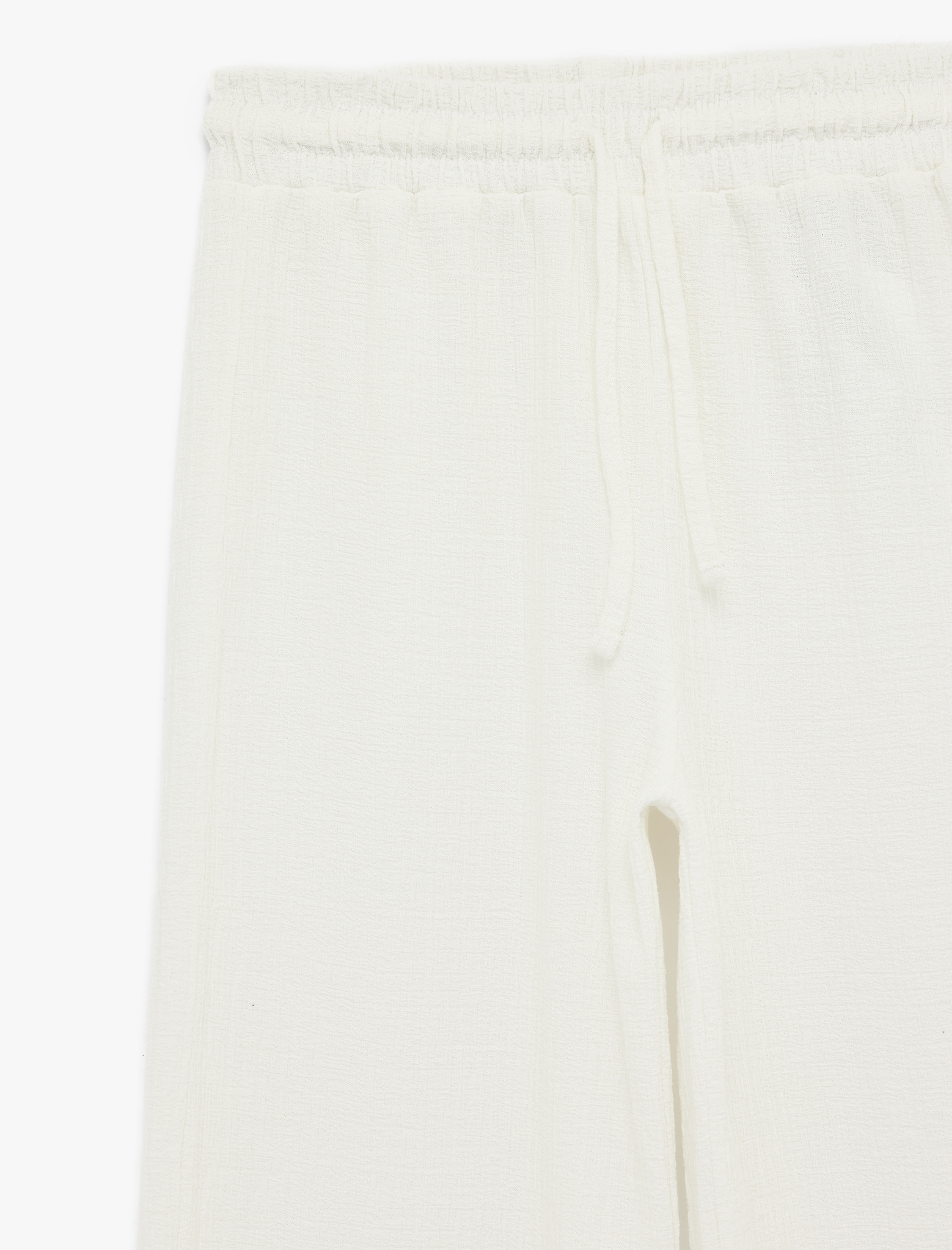   Yüksek Bel Rahat Kalıp Geniş Paça Beli Bağcıklı Pantolon