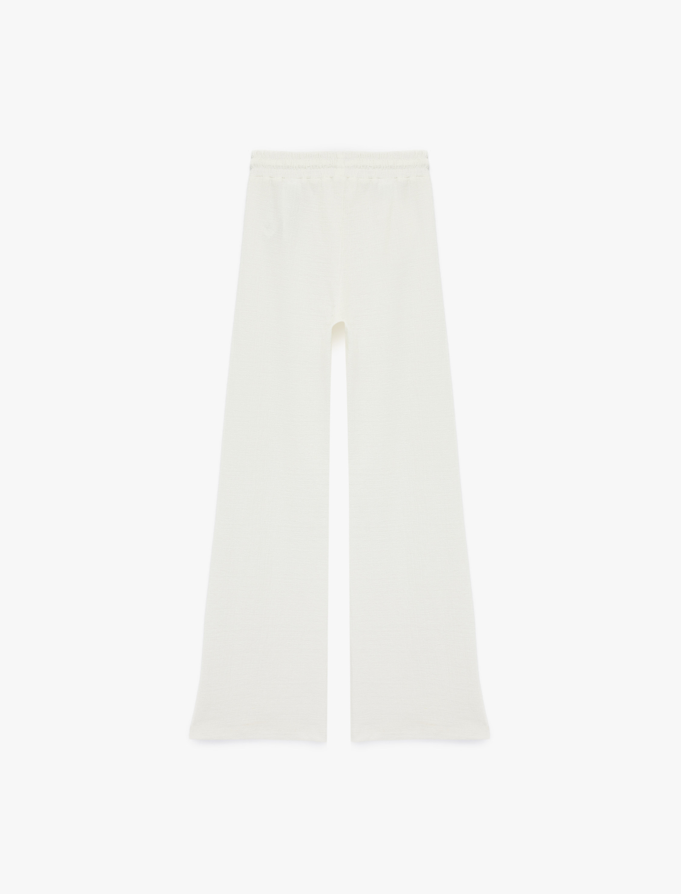   Yüksek Bel Rahat Kalıp Geniş Paça Beli Bağcıklı Pantolon