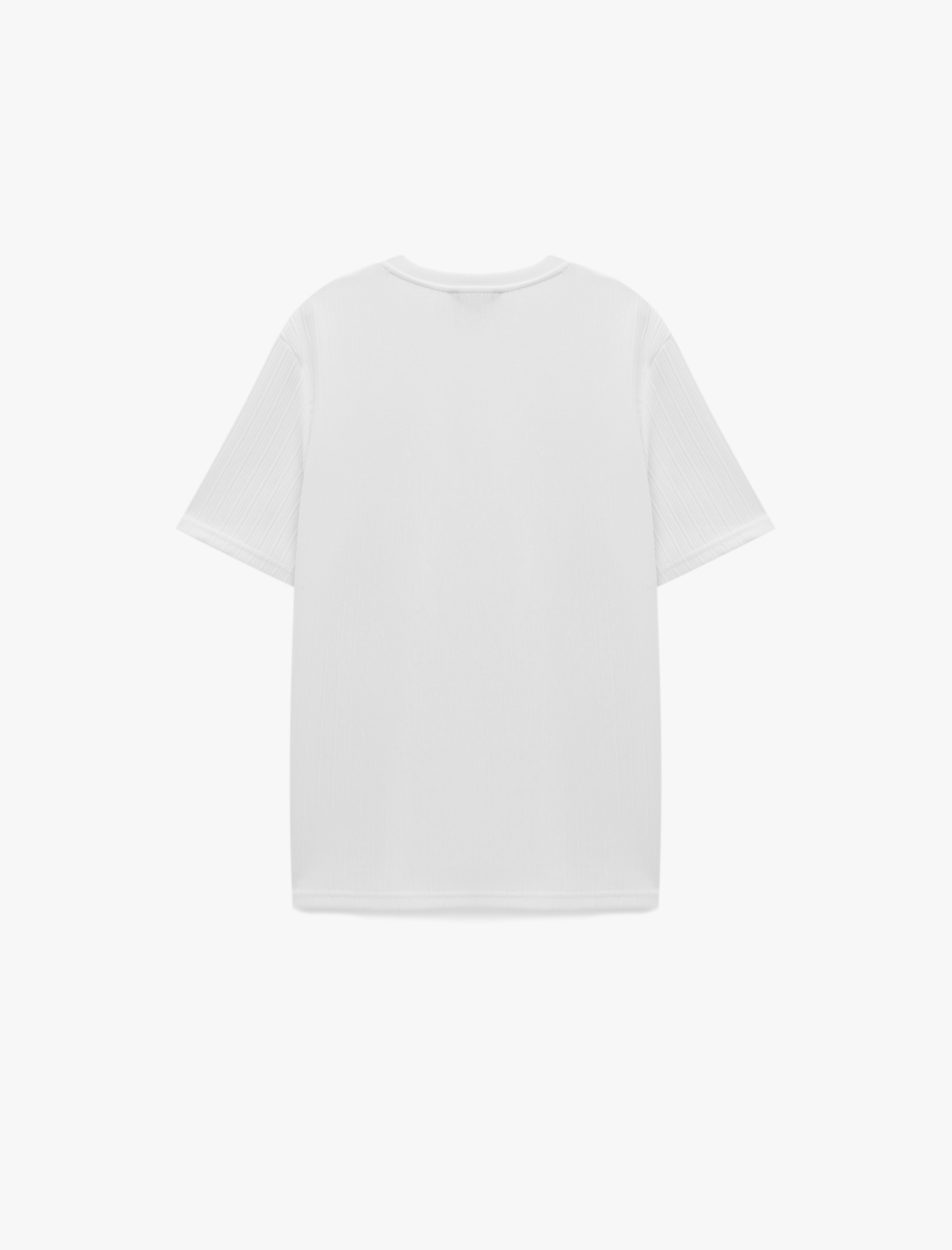   Regular Fit Kısa Kollu Dokulu Bisiklet Yaka Tişört