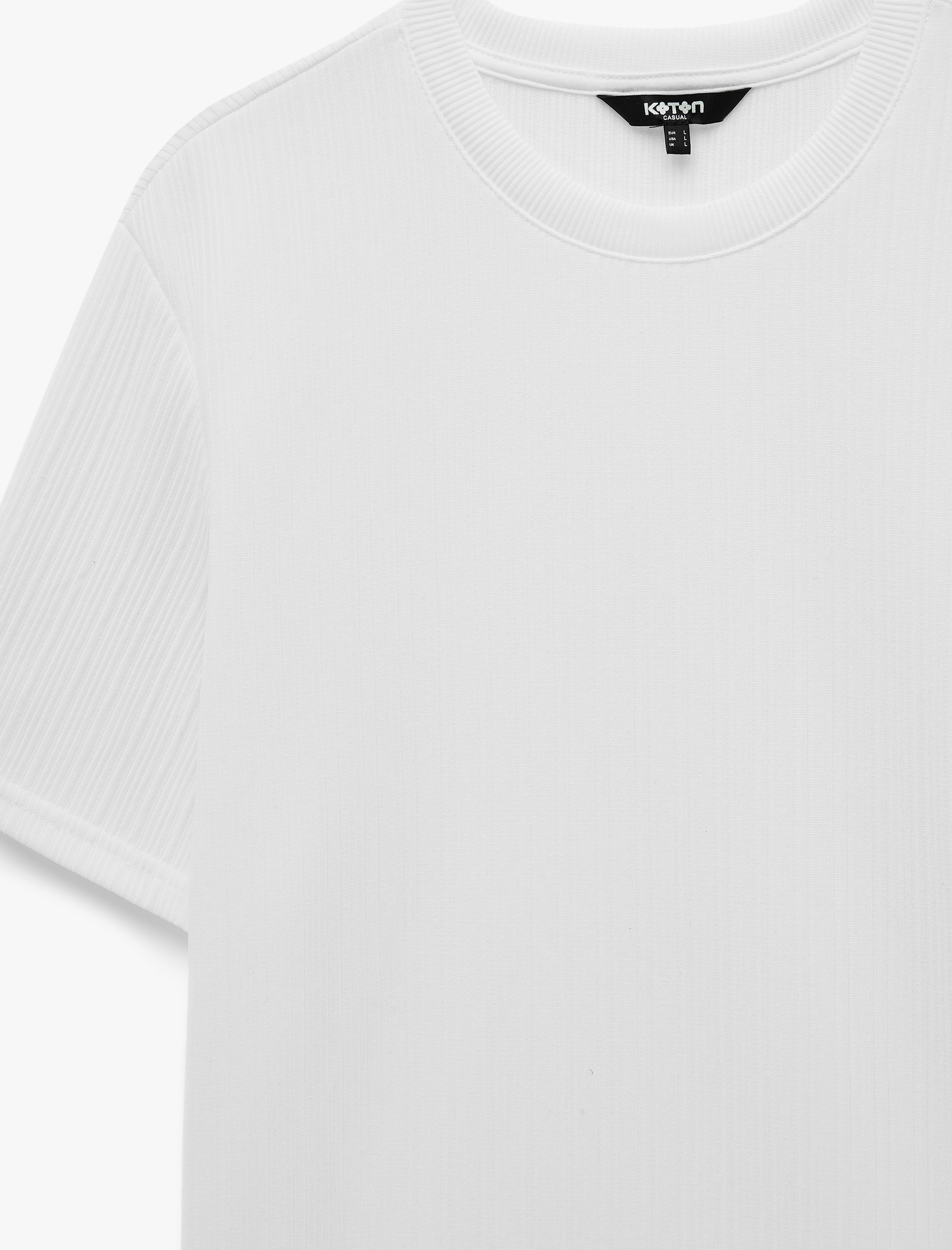   Regular Fit Kısa Kollu Dokulu Bisiklet Yaka Tişört