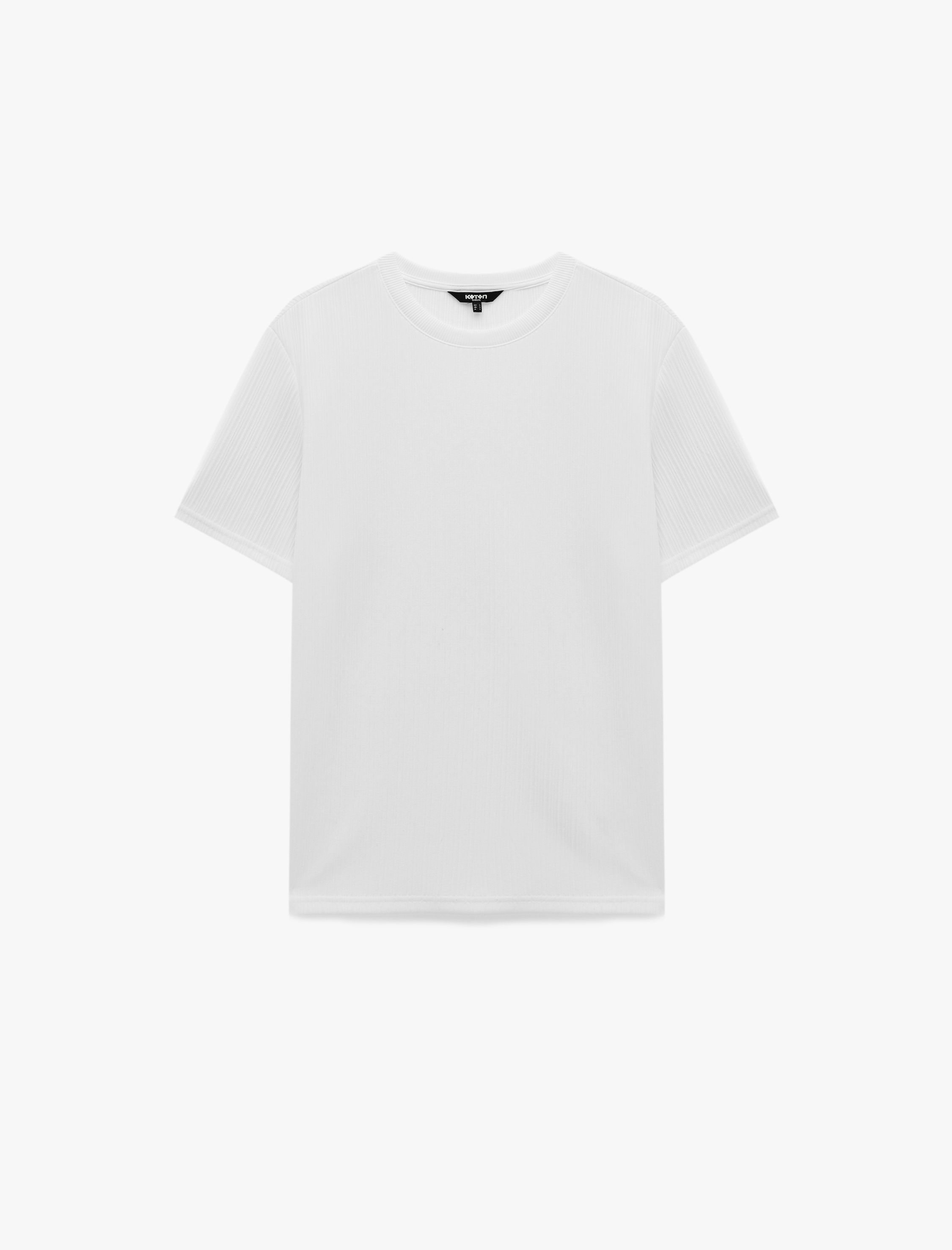   Regular Fit Kısa Kollu Dokulu Bisiklet Yaka Tişört