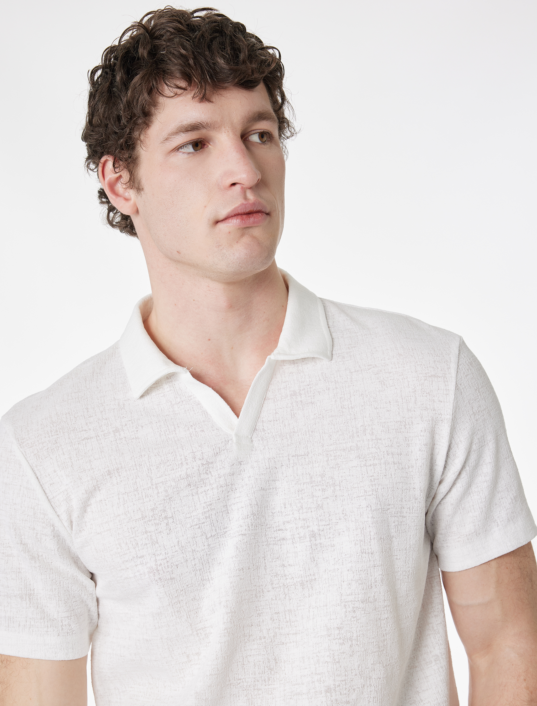   Regular Fit Kısa Kollu Dokulu Polo Yaka Tişört