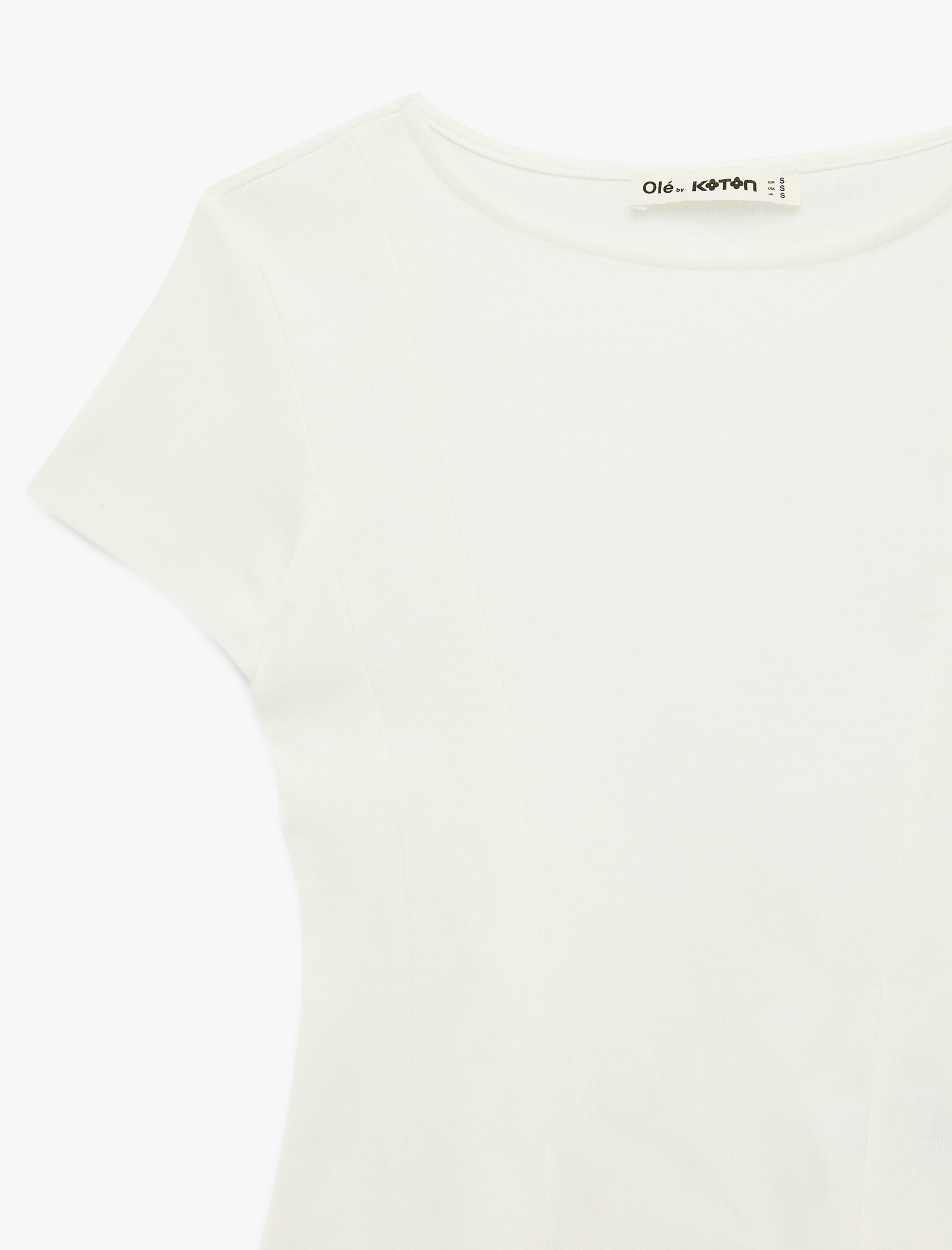   Pamuklu Kısa Kollu Korse Detaylı Bisiklet Yaka Tişört