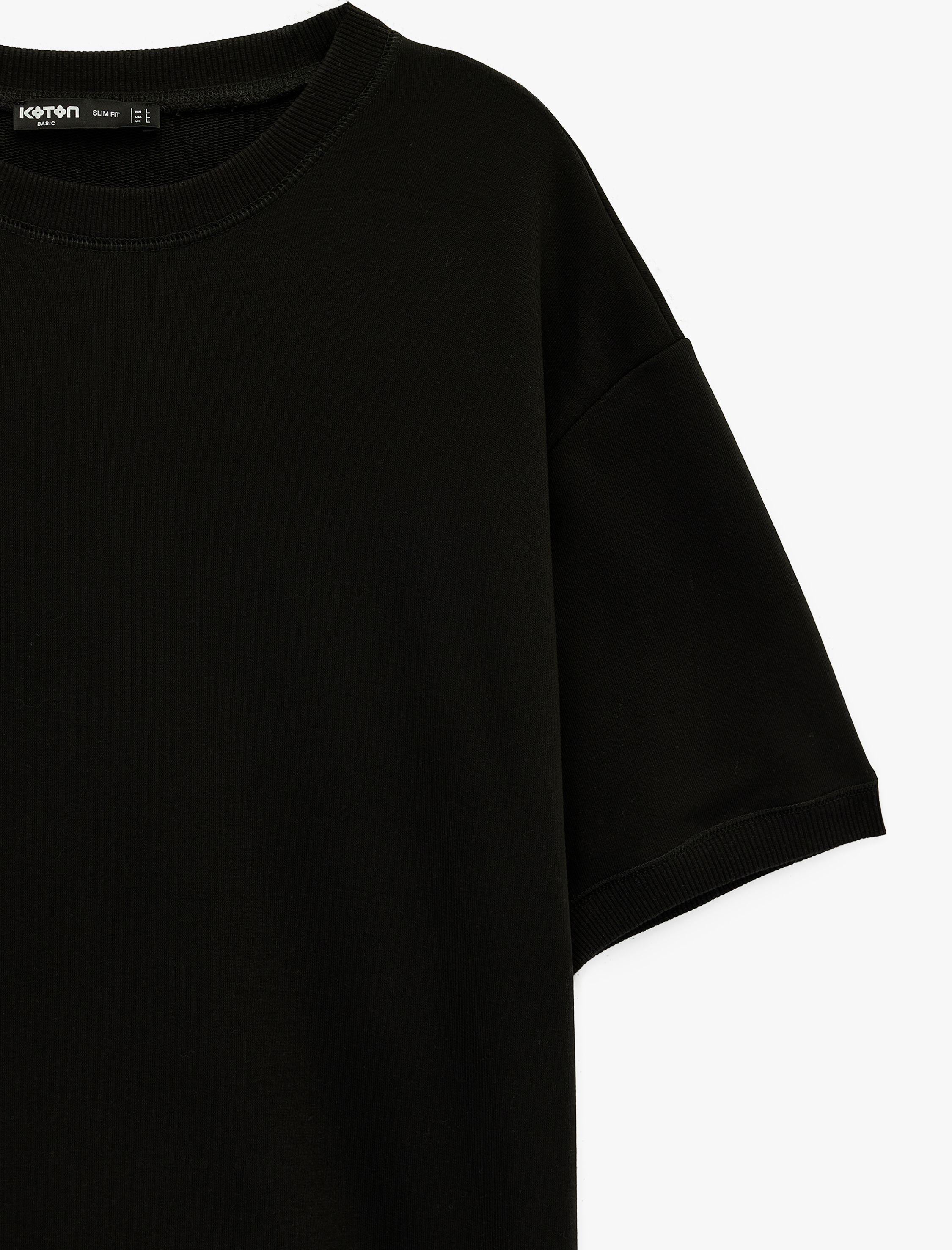   Kısa Kollu Bisiklet Yaka Basic Oversize Tişört