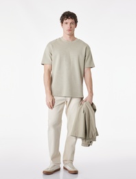 Rahat Kalıp Kısa Kollu Pike Kumaş Pamuklu Bisiklet Yaka Basic Tişört