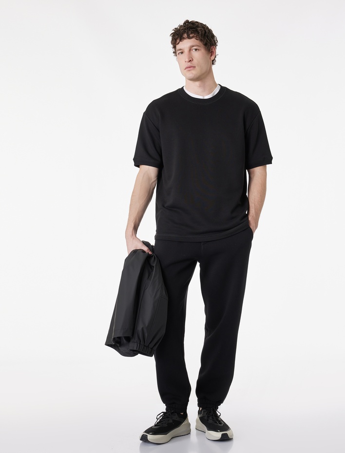  Kısa Kollu Bisiklet Yaka Basic Oversize Tişört