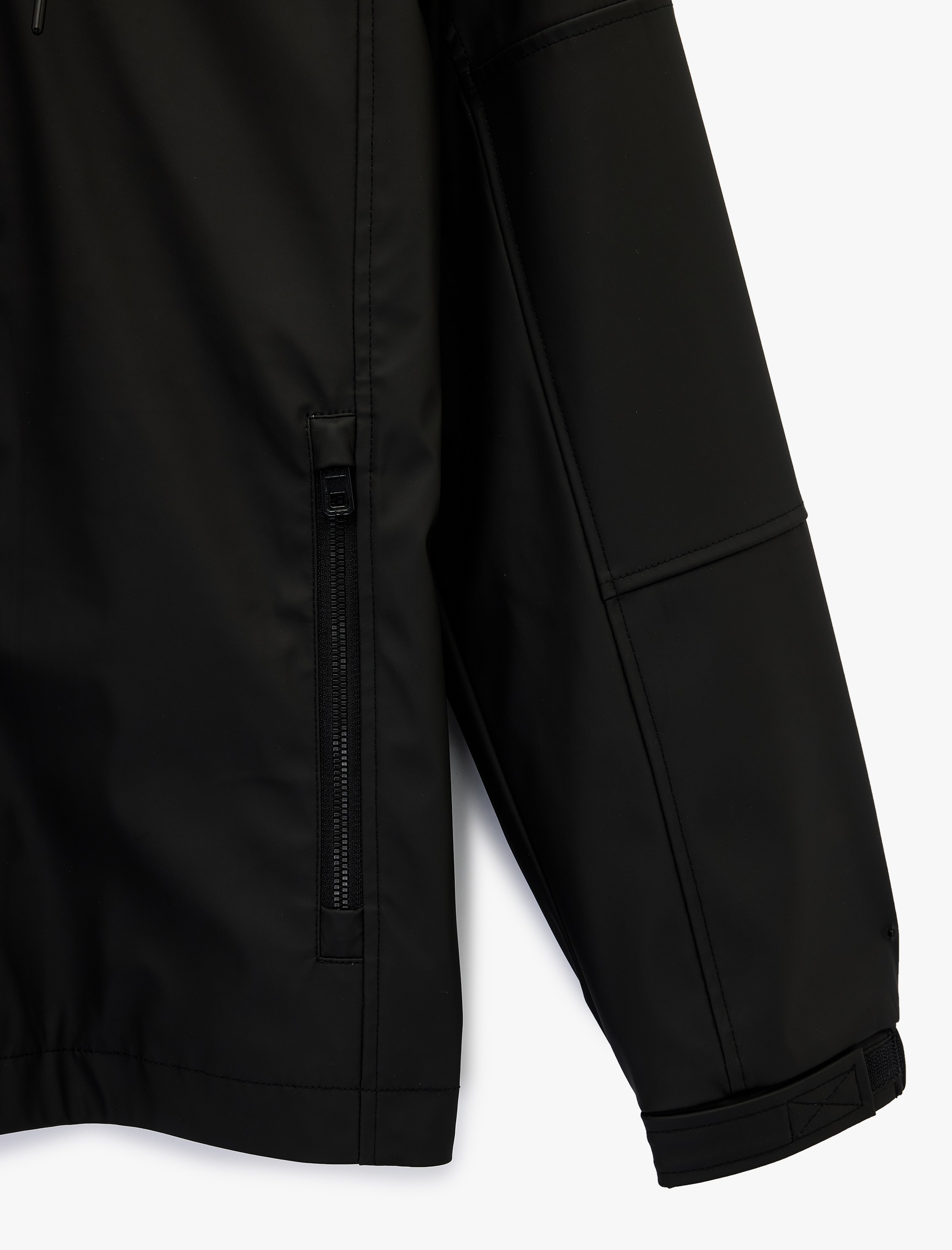   Uzun Kollu Fermuarlı Slim Fit Kapşonlu Yağmurluk