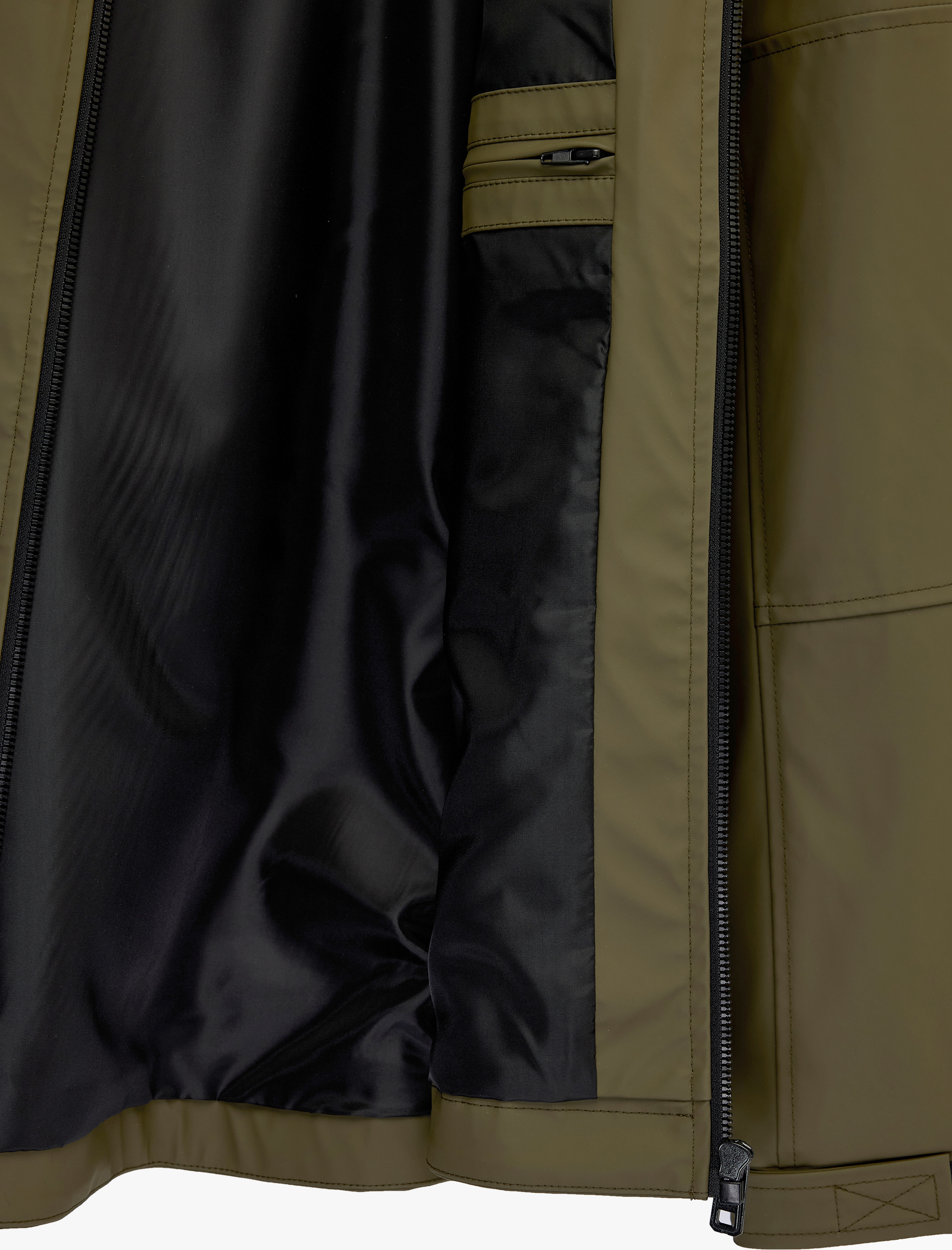   Uzun Kollu Fermuarlı Slim Fit Kapşonlu Yağmurluk