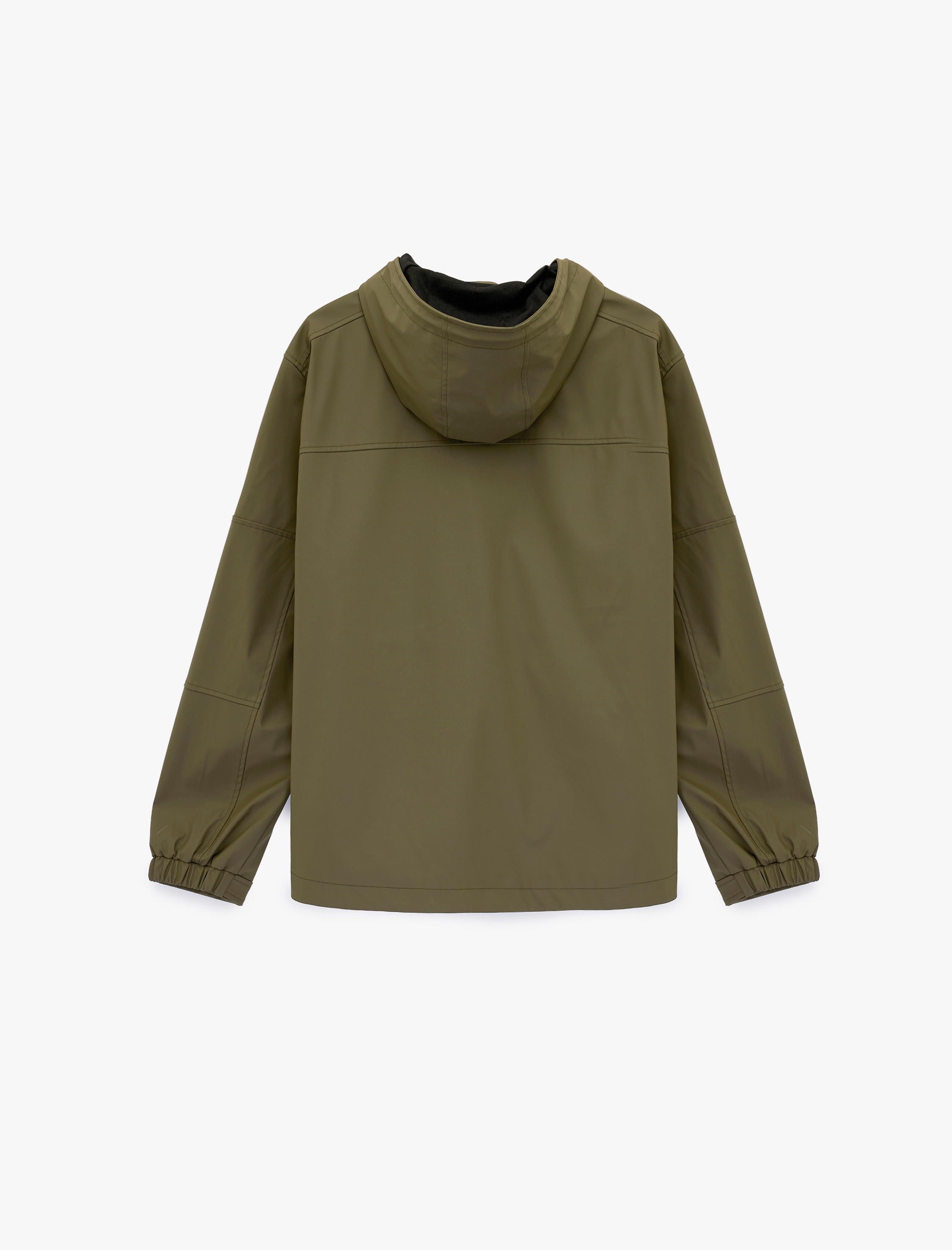   Uzun Kollu Fermuarlı Slim Fit Kapşonlu Yağmurluk