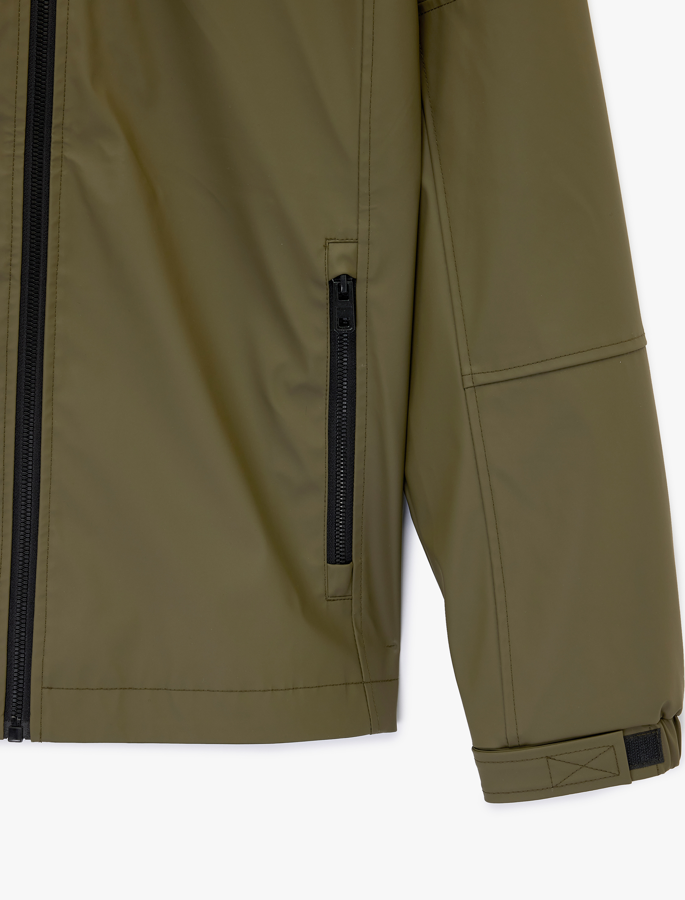   Uzun Kollu Fermuarlı Slim Fit Kapşonlu Yağmurluk