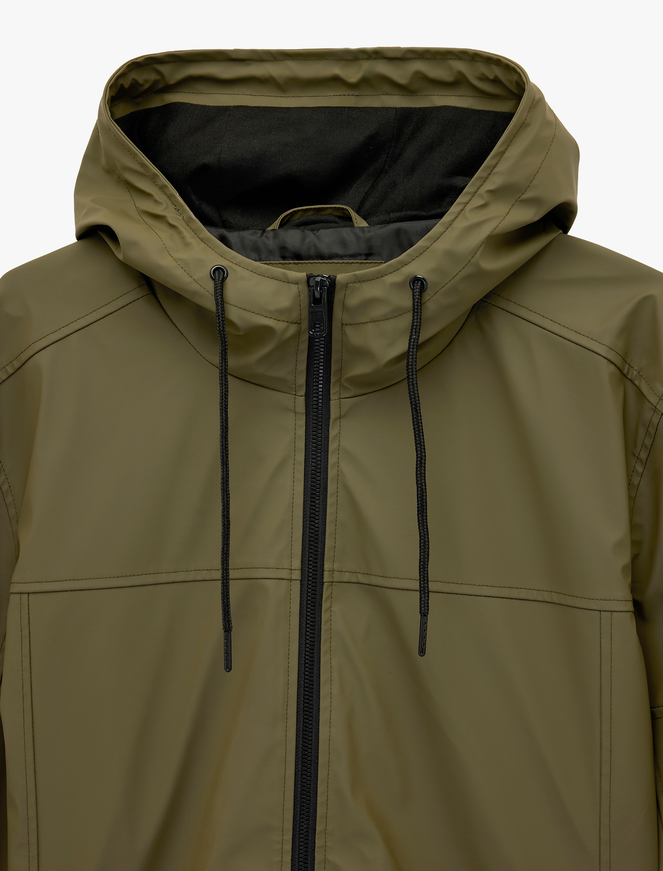   Uzun Kollu Fermuarlı Slim Fit Kapşonlu Yağmurluk