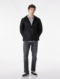 Uzun Kollu Fermuarlı Slim Fit Kapşonlu Yağmurluk