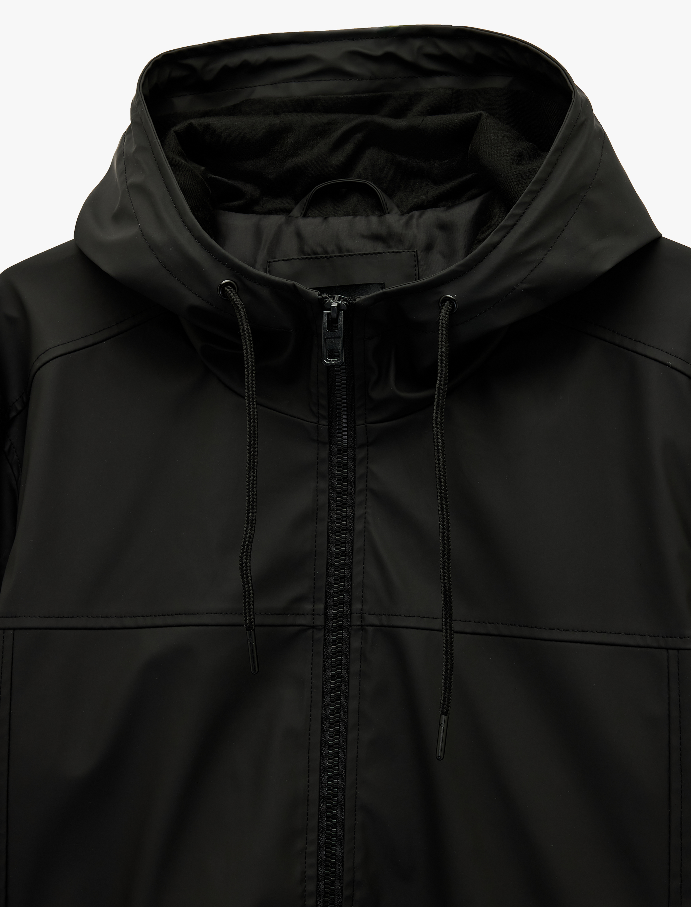   Uzun Kollu Fermuarlı Slim Fit Kapşonlu Yağmurluk