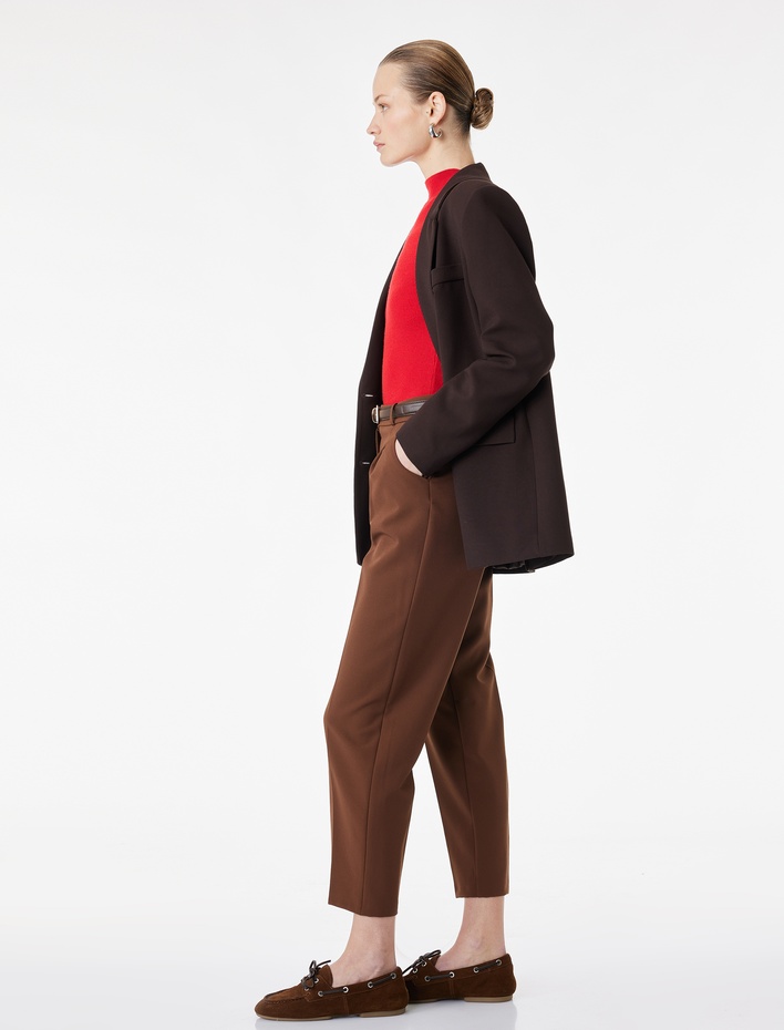  Normal Bel Cepli Kemerli Havuç Pantolon