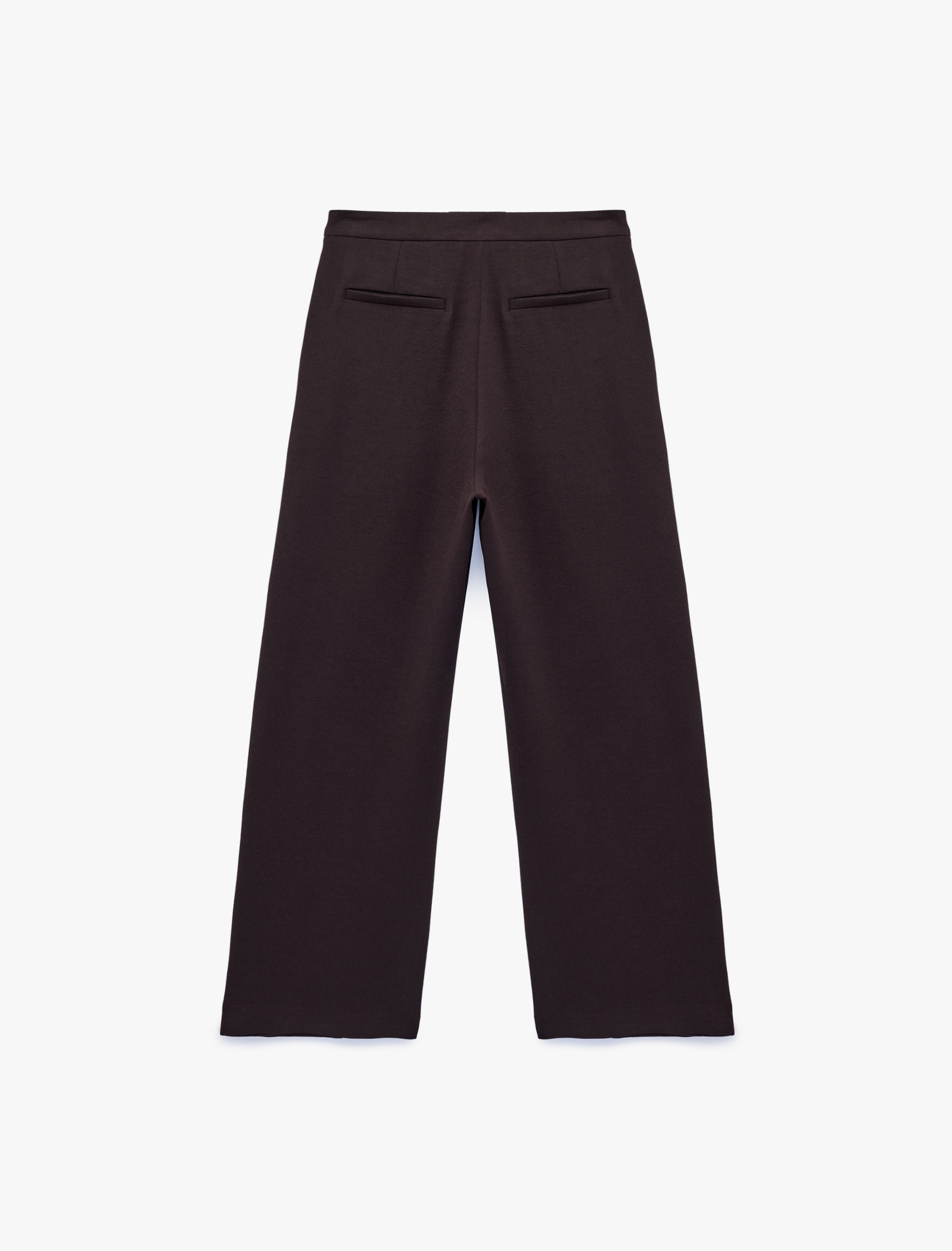   Krep Kumaş Kemerli Uzun Geniş Düz Paça Kapaklı Kumaş Pantolon