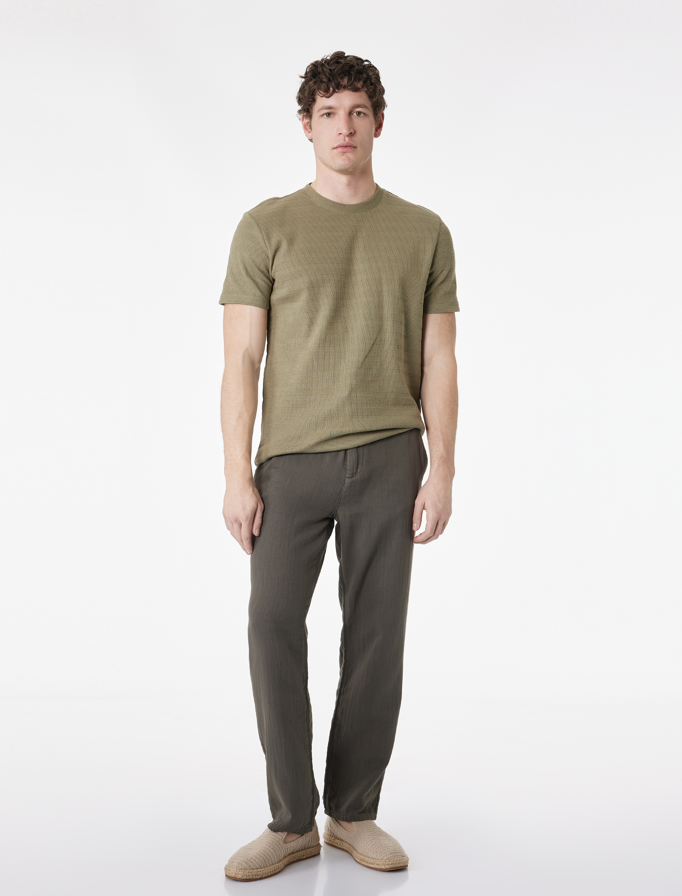   Kısa Kollu Dokulu Bisiklet Yaka Pamuklu Slim Fit Tişört