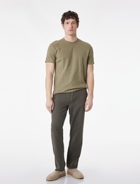 Kısa Kollu Dokulu Bisiklet Yaka Pamuklu Slim Fit Tişört