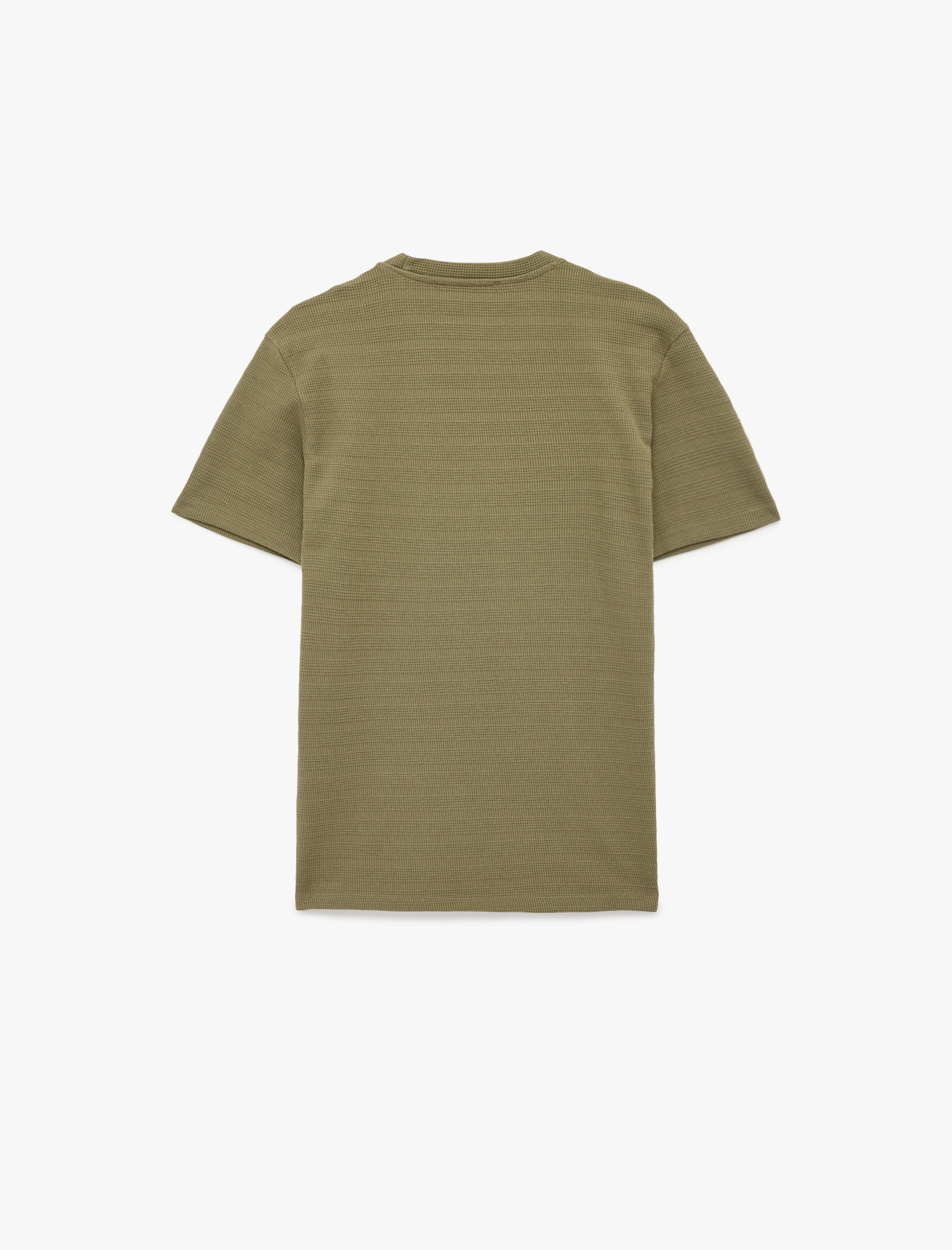   Kısa Kollu Dokulu Bisiklet Yaka Pamuklu Slim Fit Tişört