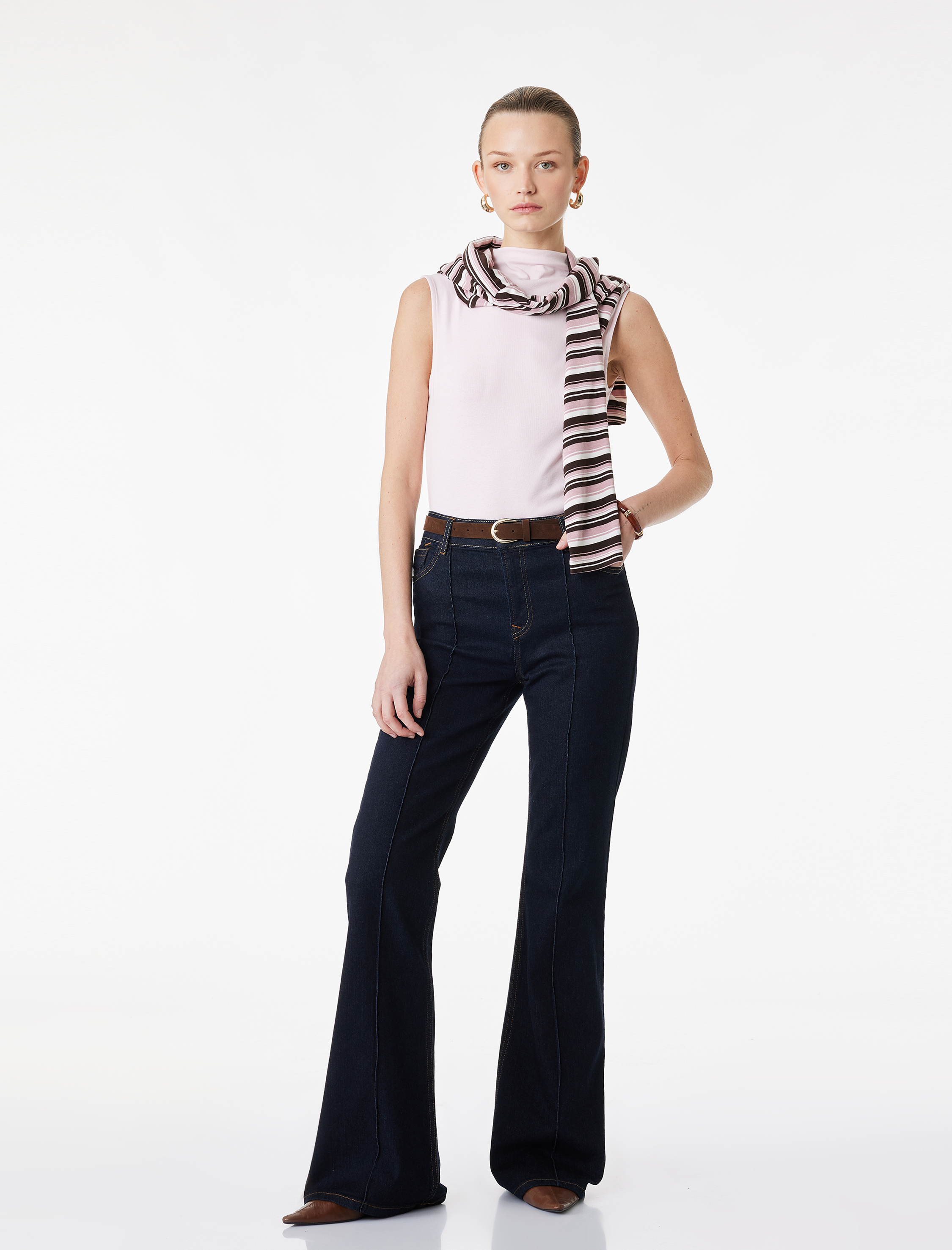   Slim Fit Pamuklu Kolsuz Dik Yaka Bluz