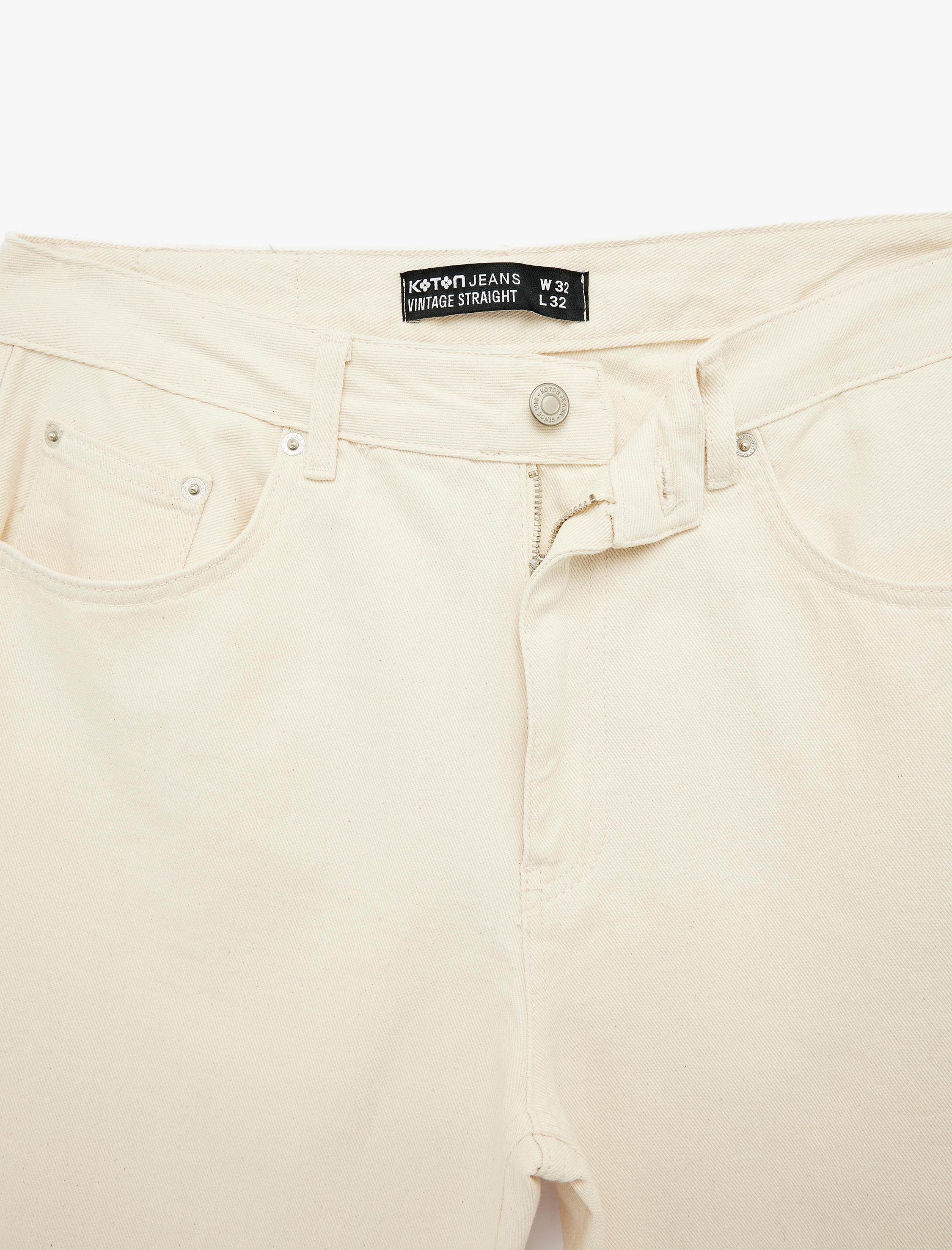   Normal Bel Pamuklu Vintage Straight Fit Jean Pantolon