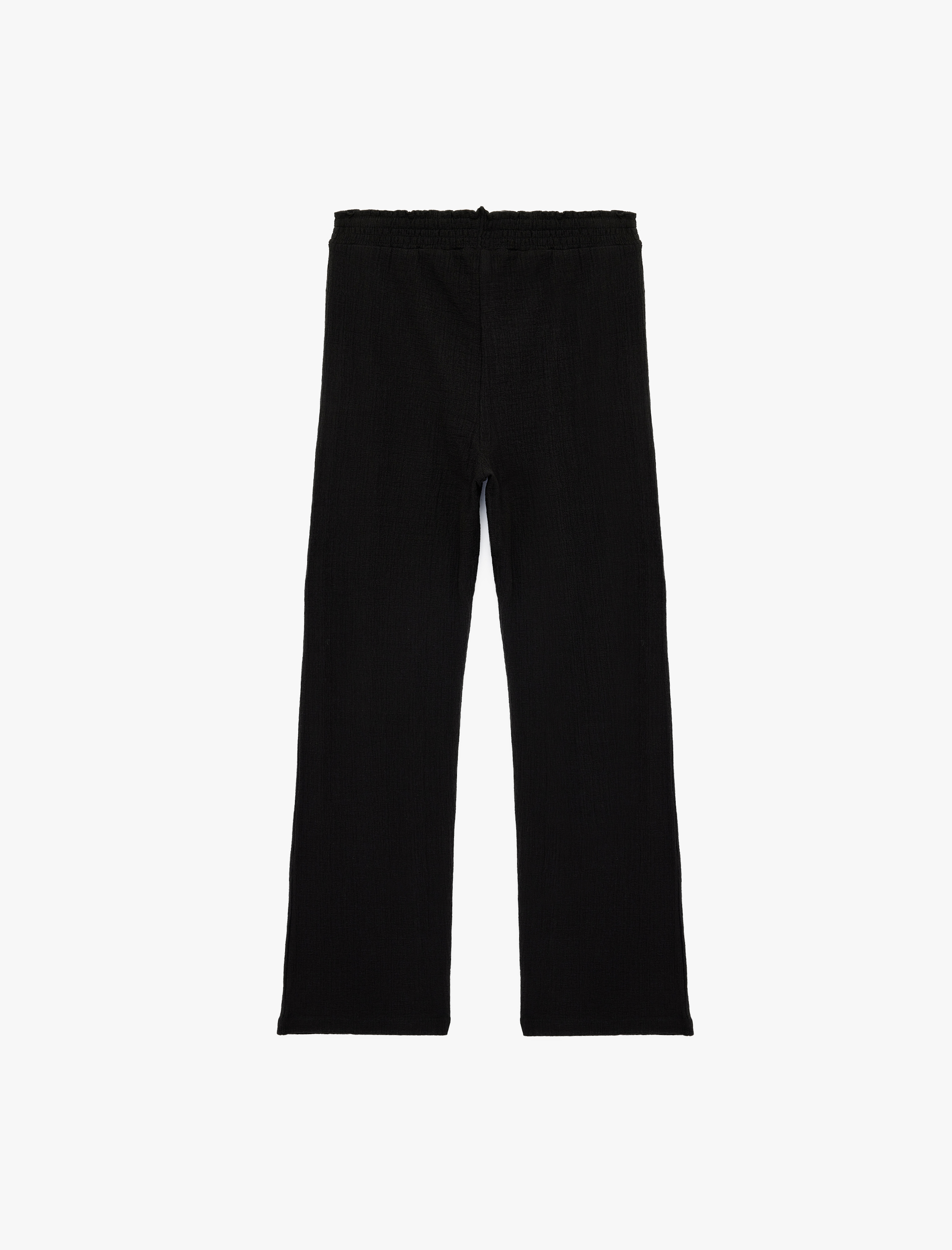   Yüksek Bel Rahat Kalıp Geniş Paça Beli Bağcıklı Pantolon