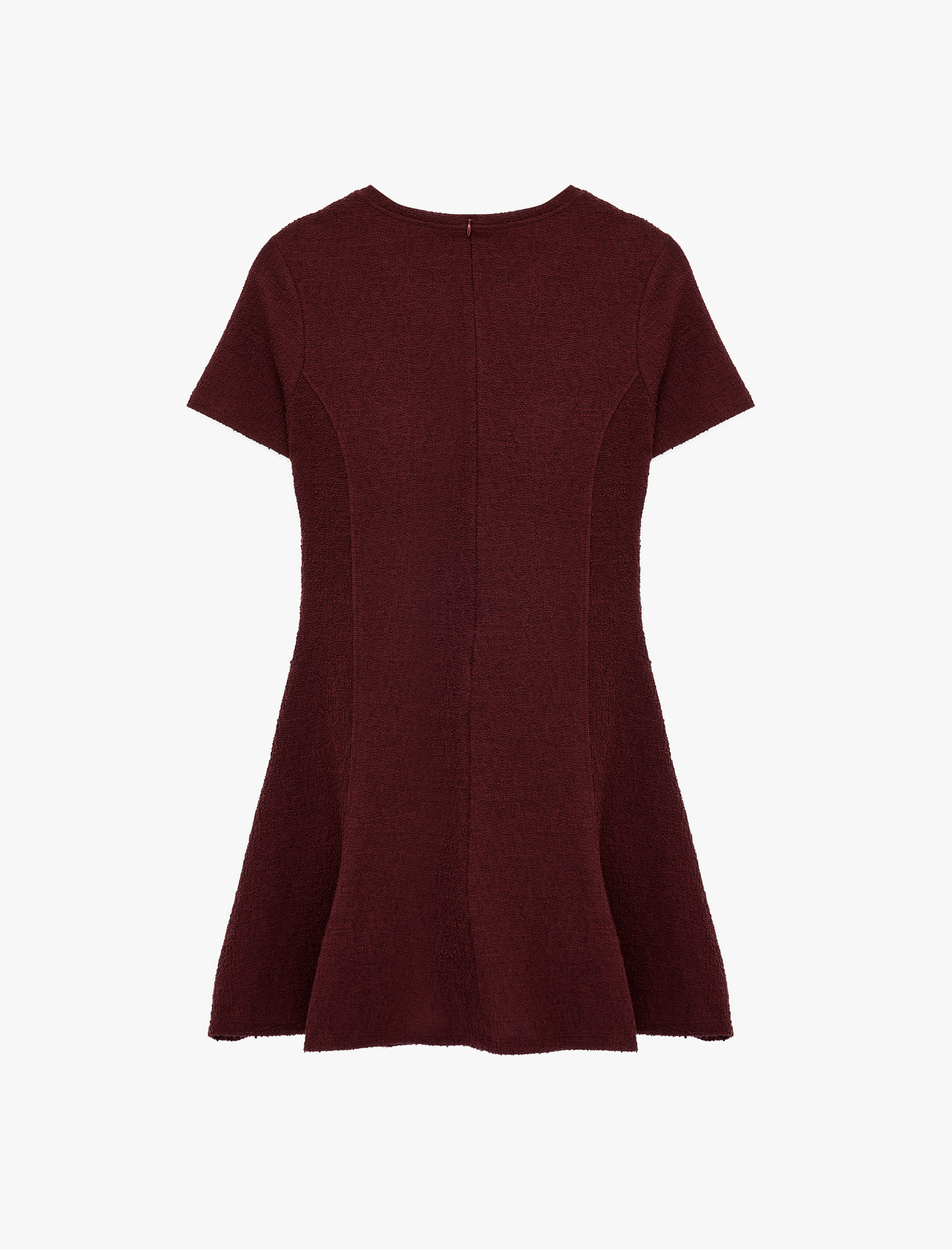   Viskon Karışımlı Volanlı Kısa Kollu Bisiklet Yaka Tüvit Mini Elbise