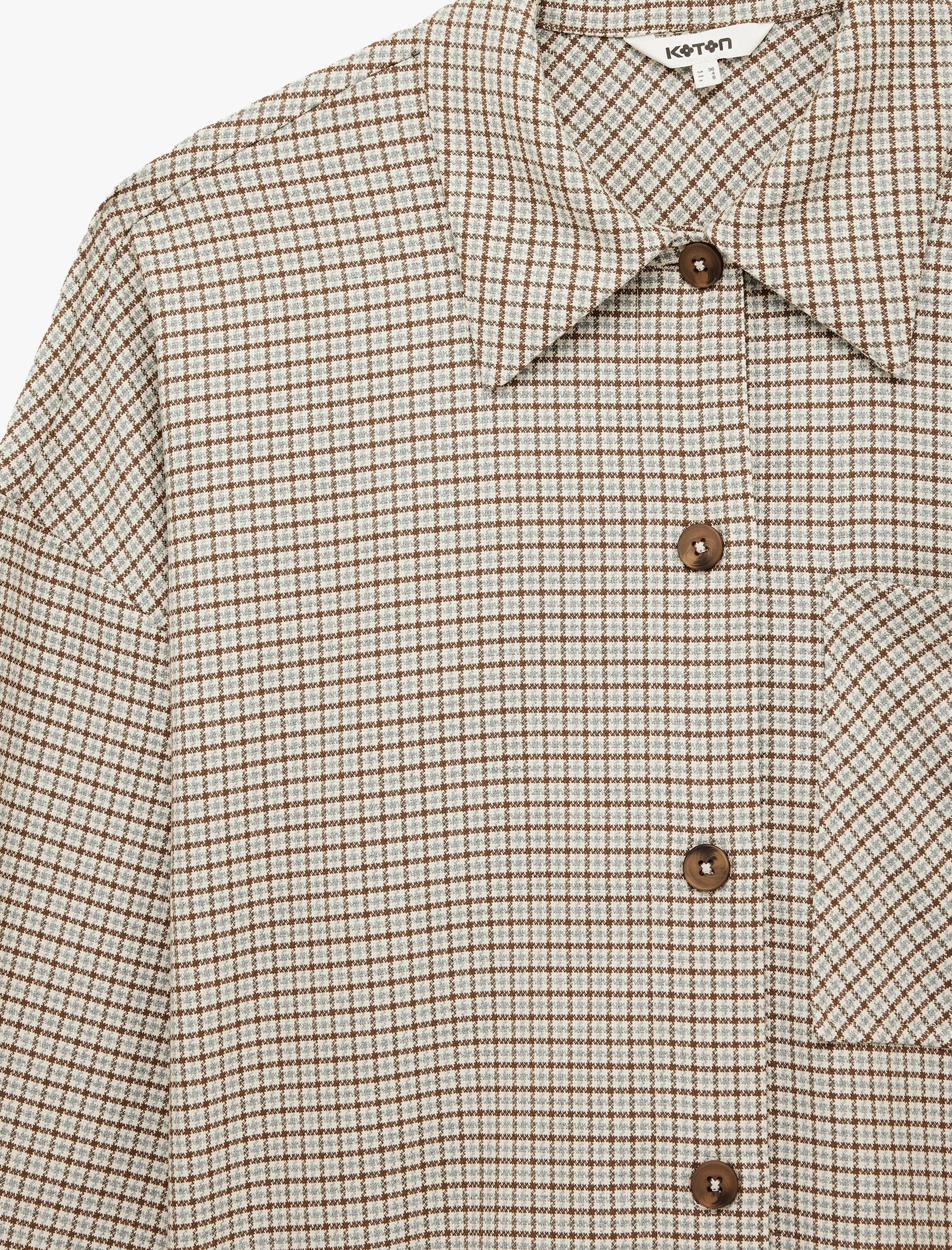   Uzun Kollu Cep Detaylı Oversize Ekose Gömlek Ceket