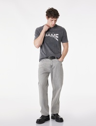 Normal Bel Pamuklu Vintage Straight Fit Jean Pantolon