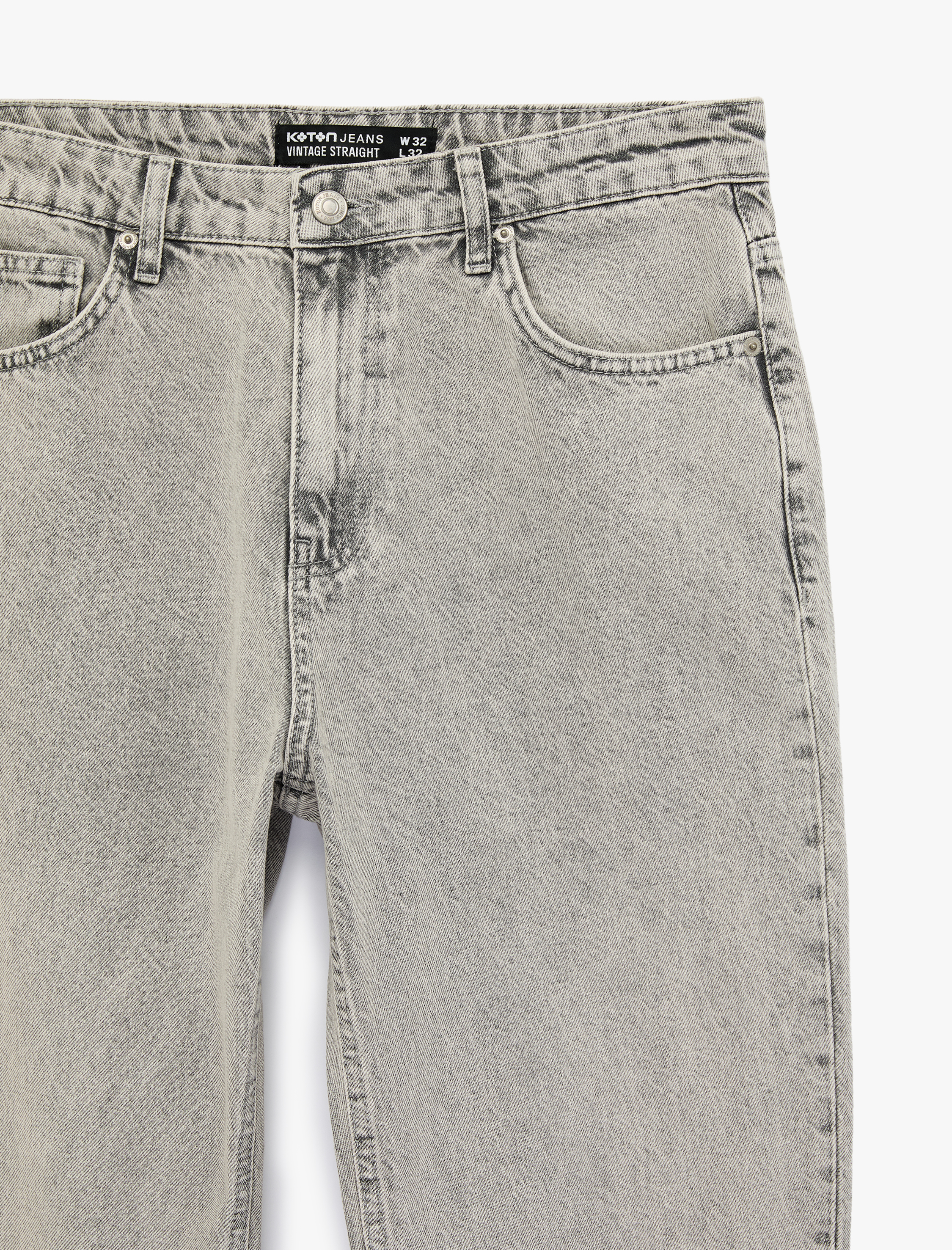   Normal Bel Pamuklu Vintage Straight Fit Jean Pantolon