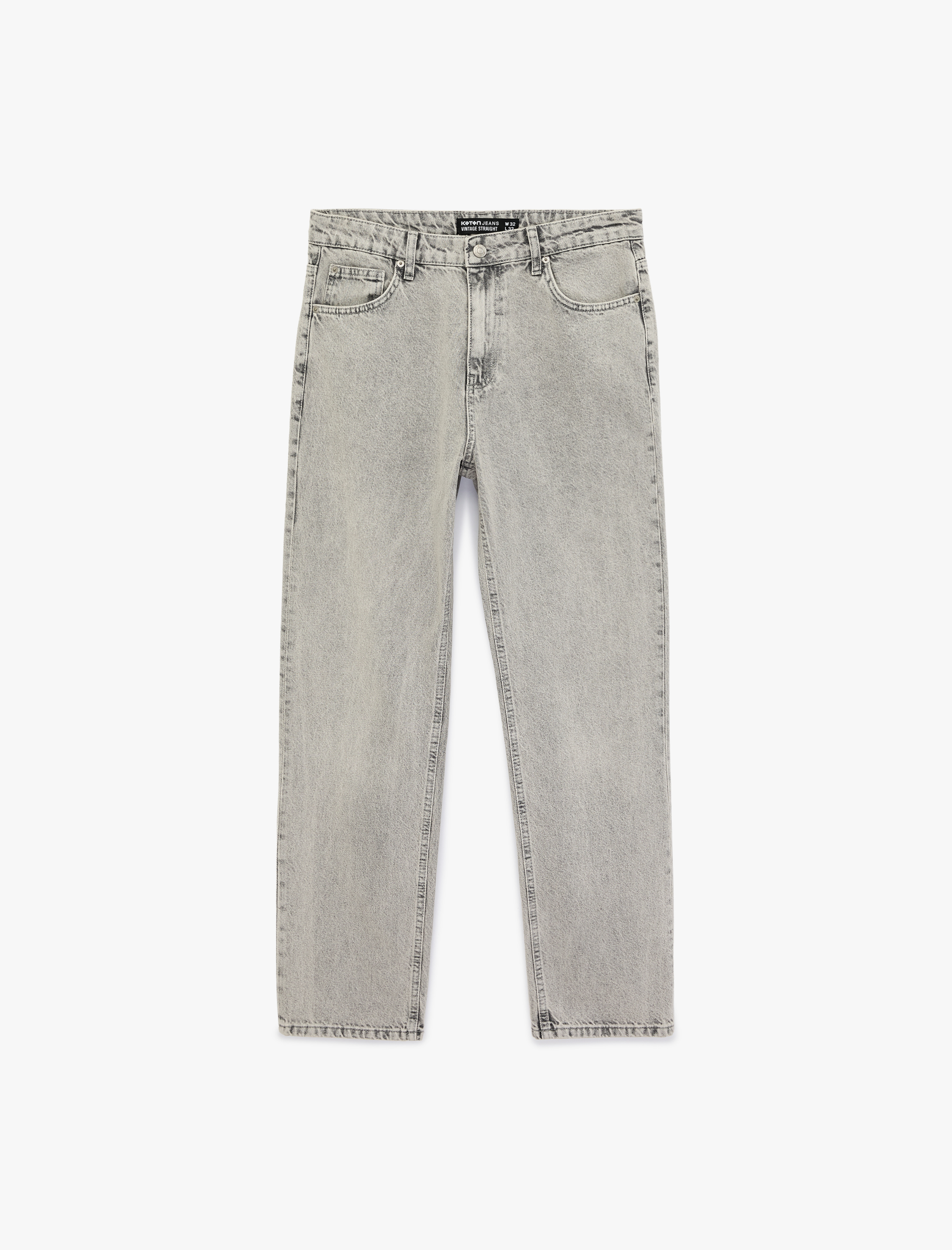   Normal Bel Pamuklu Vintage Straight Fit Jean Pantolon