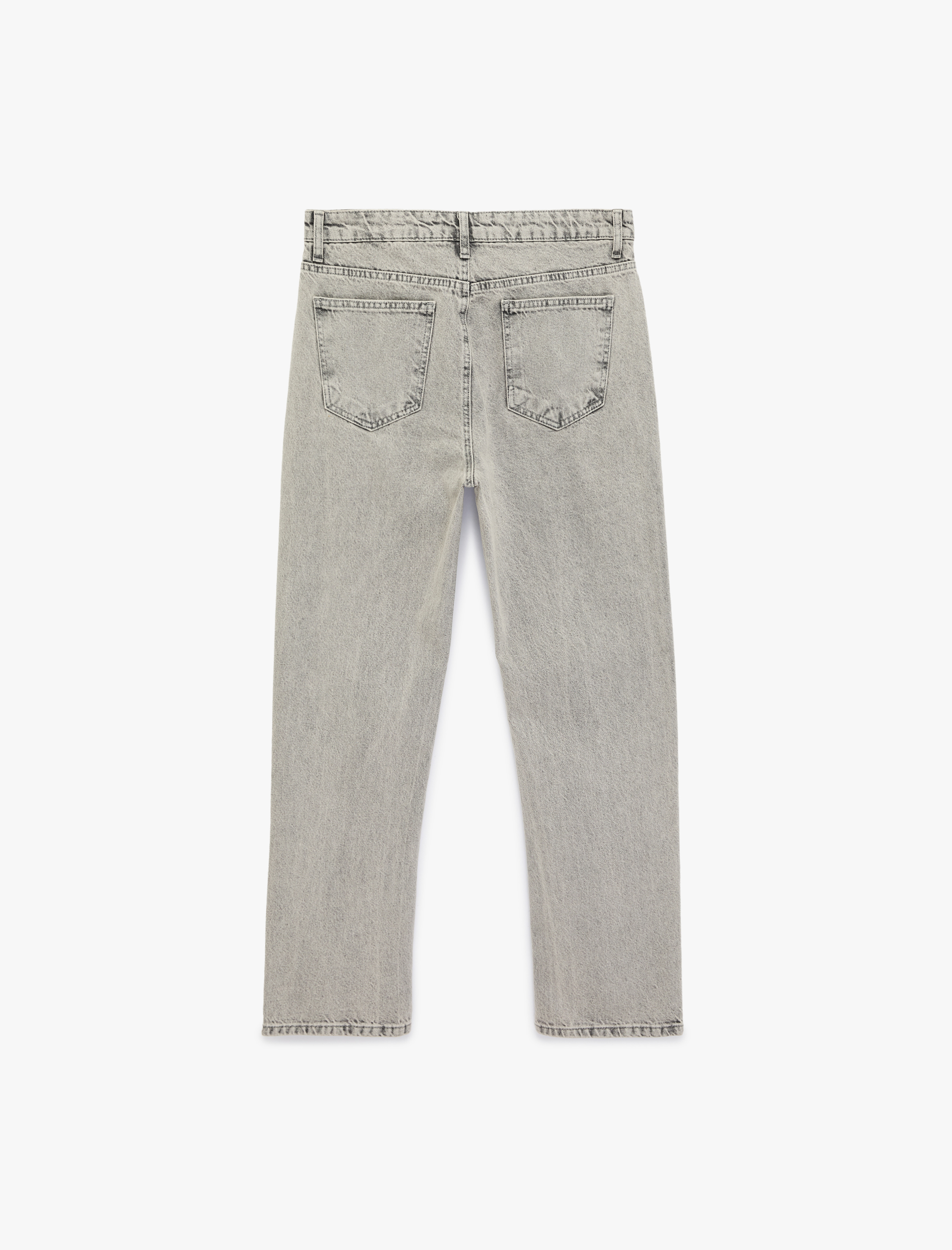   Normal Bel Pamuklu Vintage Straight Fit Jean Pantolon