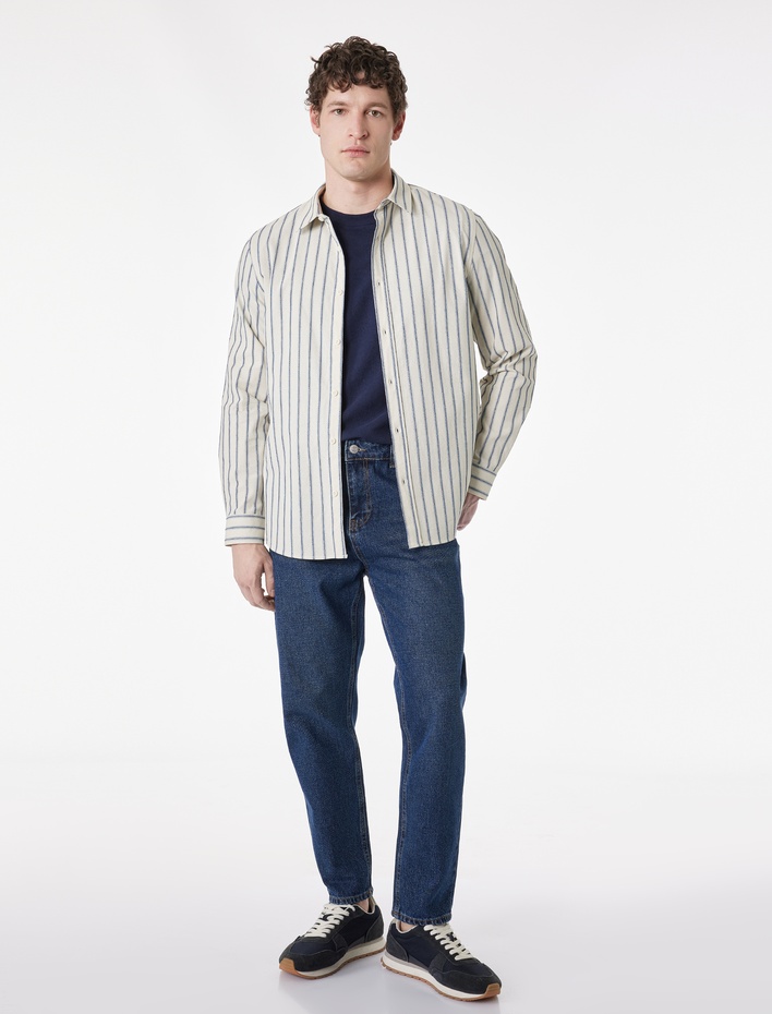  Regular Fit Klasik Yaka Pamuklu Uzun Kollu Gömlek