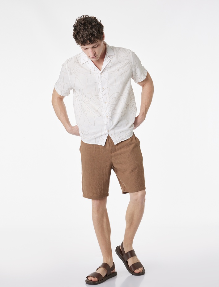  Regular Fit Cepli Bermuda Beli Bağcıklı Şort