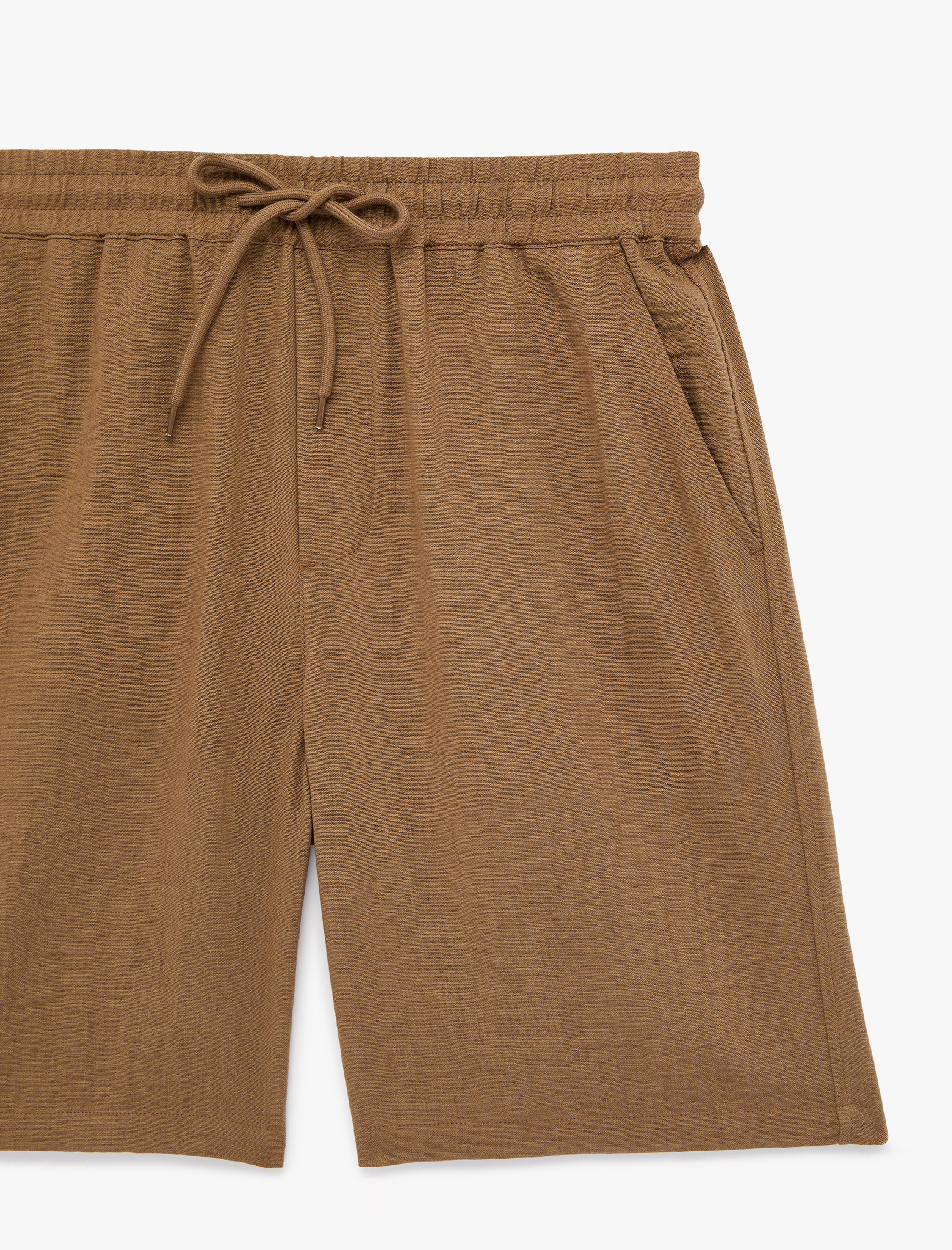   Regular Fit Cepli Bermuda Beli Bağcıklı Şort