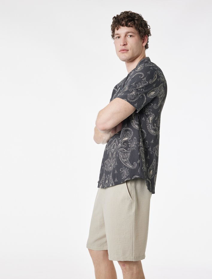  Regular Fit Cepli Bermuda Beli Bağcıklı Şort