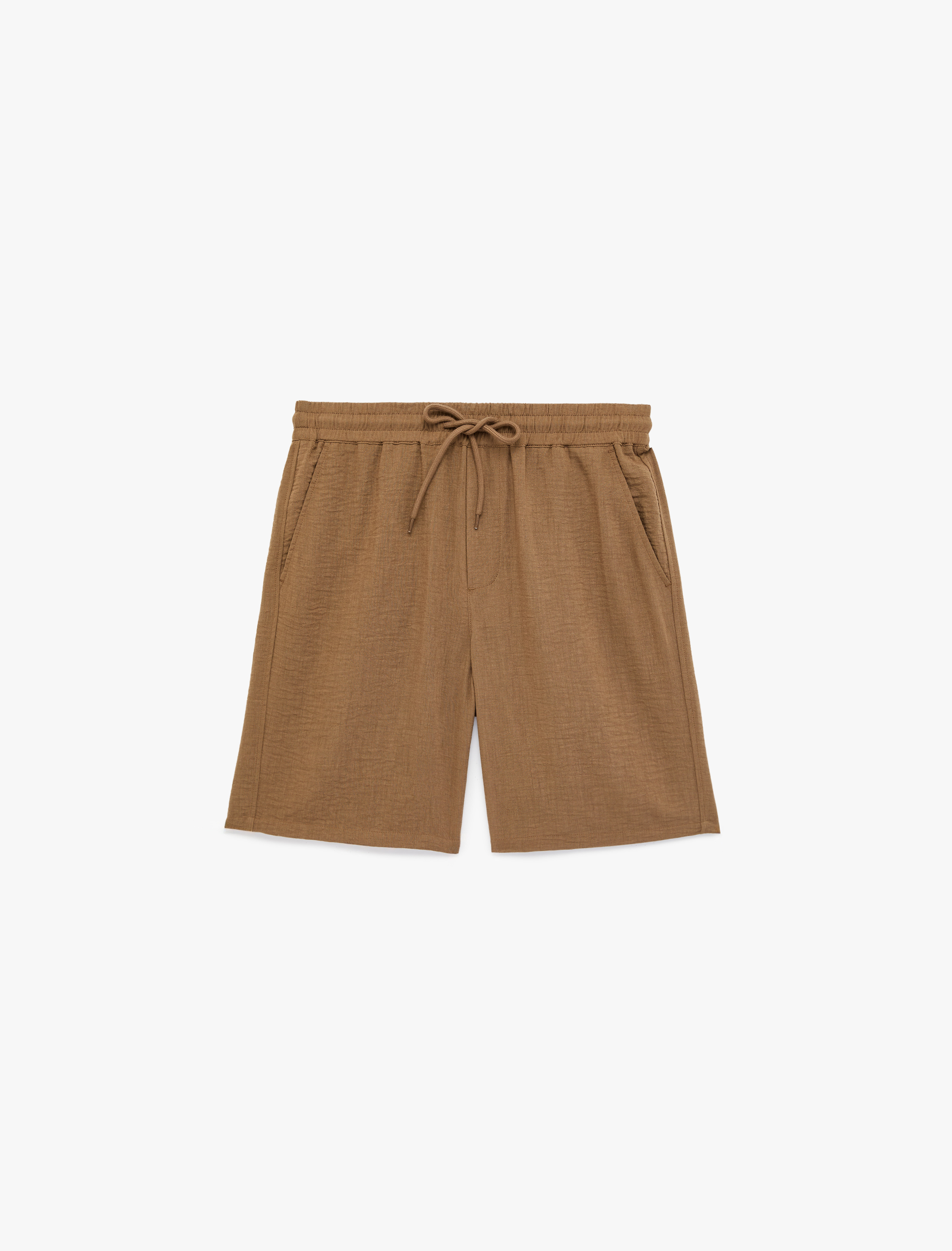   Regular Fit Cepli Bermuda Beli Bağcıklı Şort