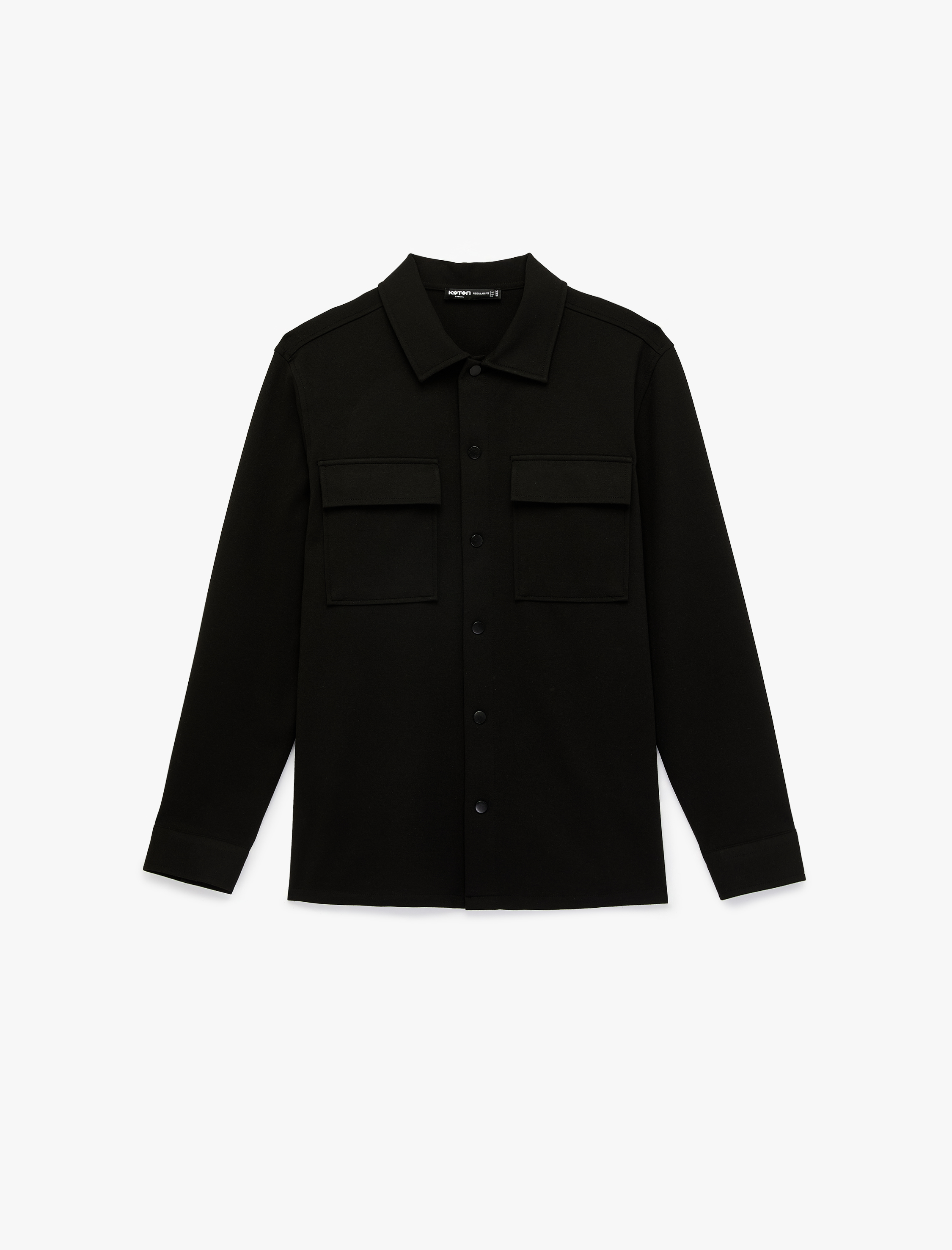   Regular Fit Çıtçıt Düğmeli Kapaklı Cepli Klasik Yaka Uzun Kollu Gömlek