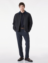 Regular Fit Uzun Kollu Cepli Gömlek Yaka Fermuarlı Kaşe Ceket