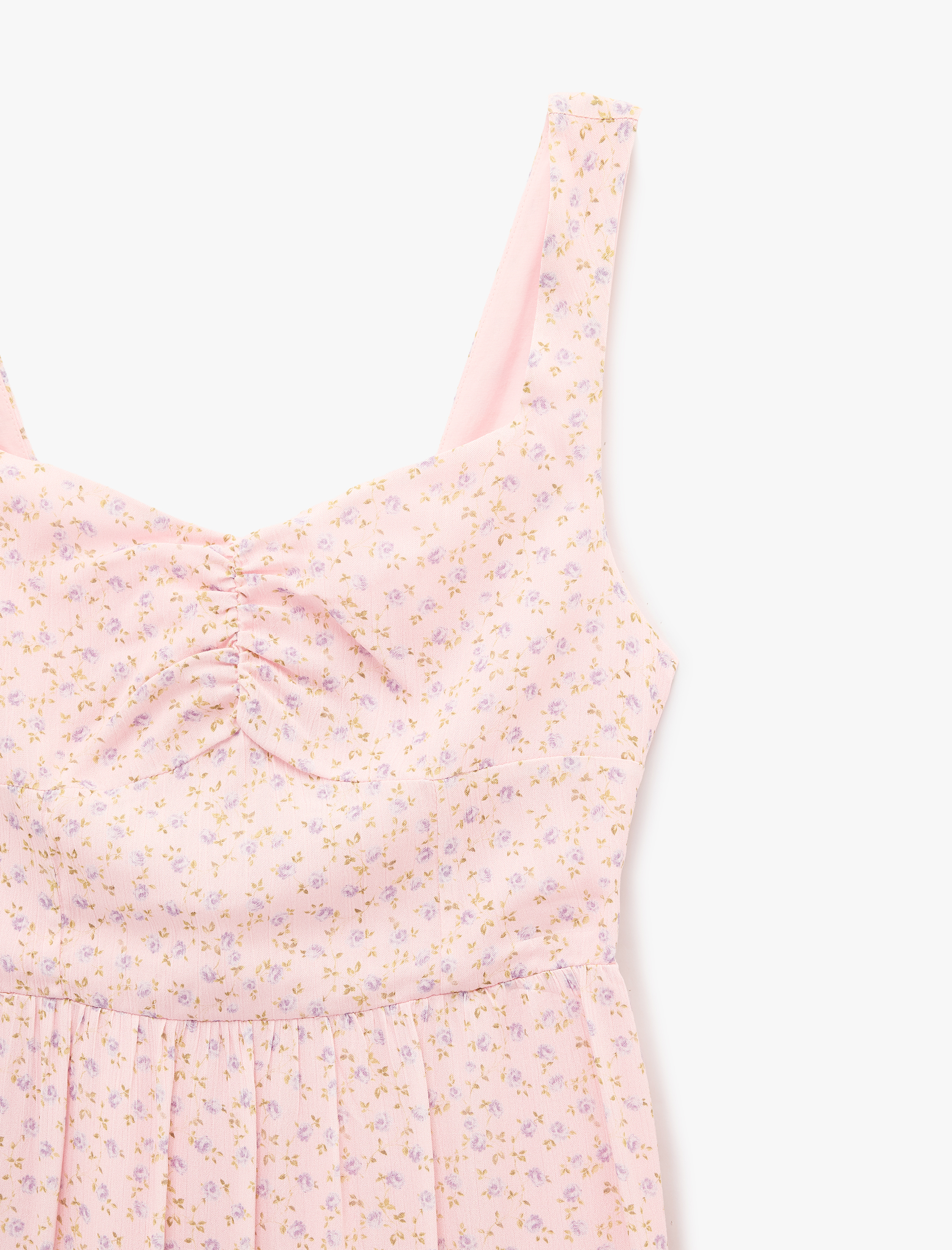   Kalp Yaka Kolsuz Viskon Gipeli Çiçekli Uzun Elbise