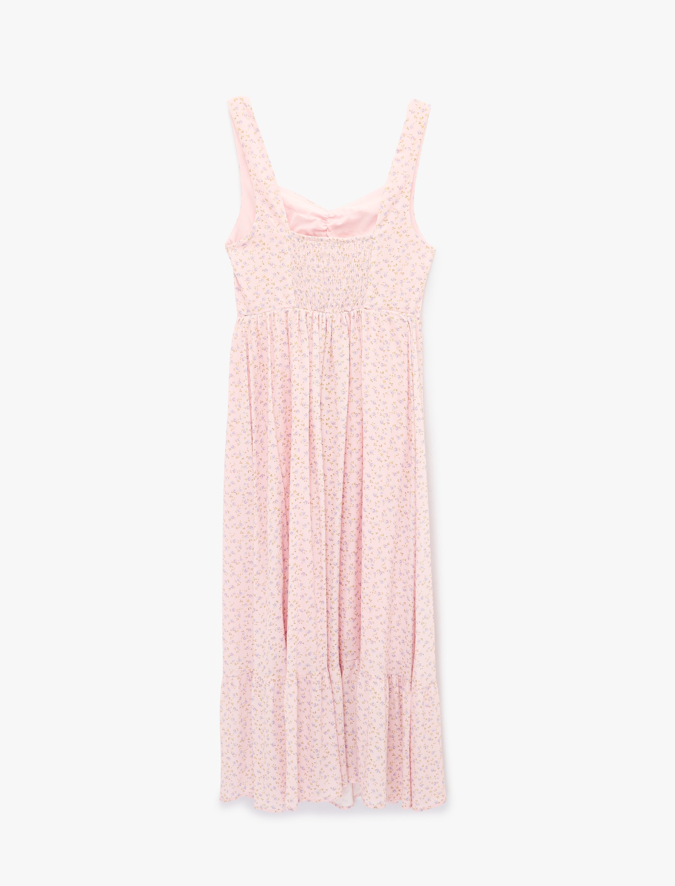   Kalp Yaka Kolsuz Viskon Gipeli Çiçekli Uzun Elbise