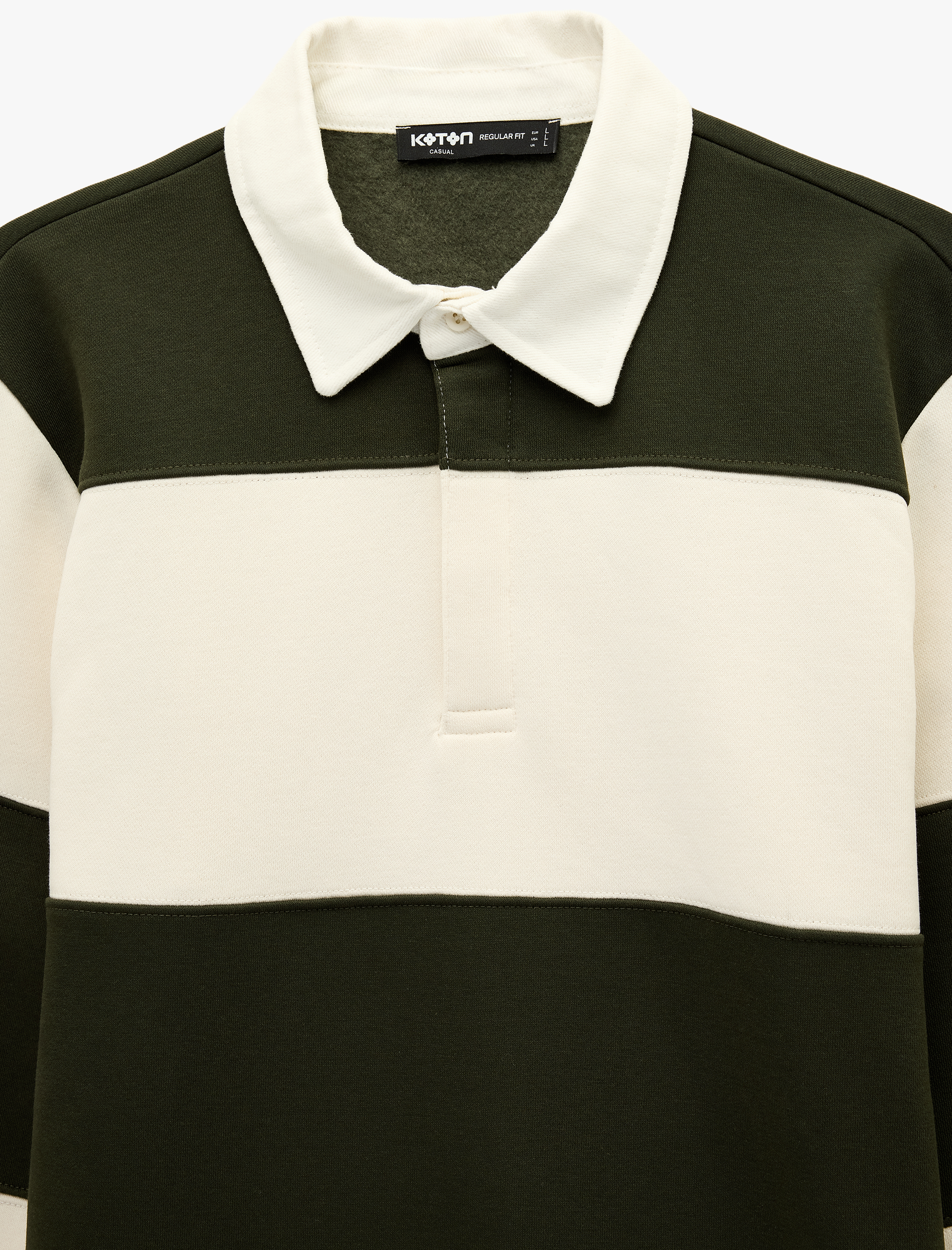   Uzun Kollu Renk Bloklu Polo Yaka Sweatshirt