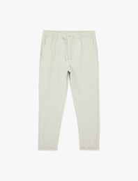 Duble Paça Cepli Beli Lastikli Düğmeli Pantolon