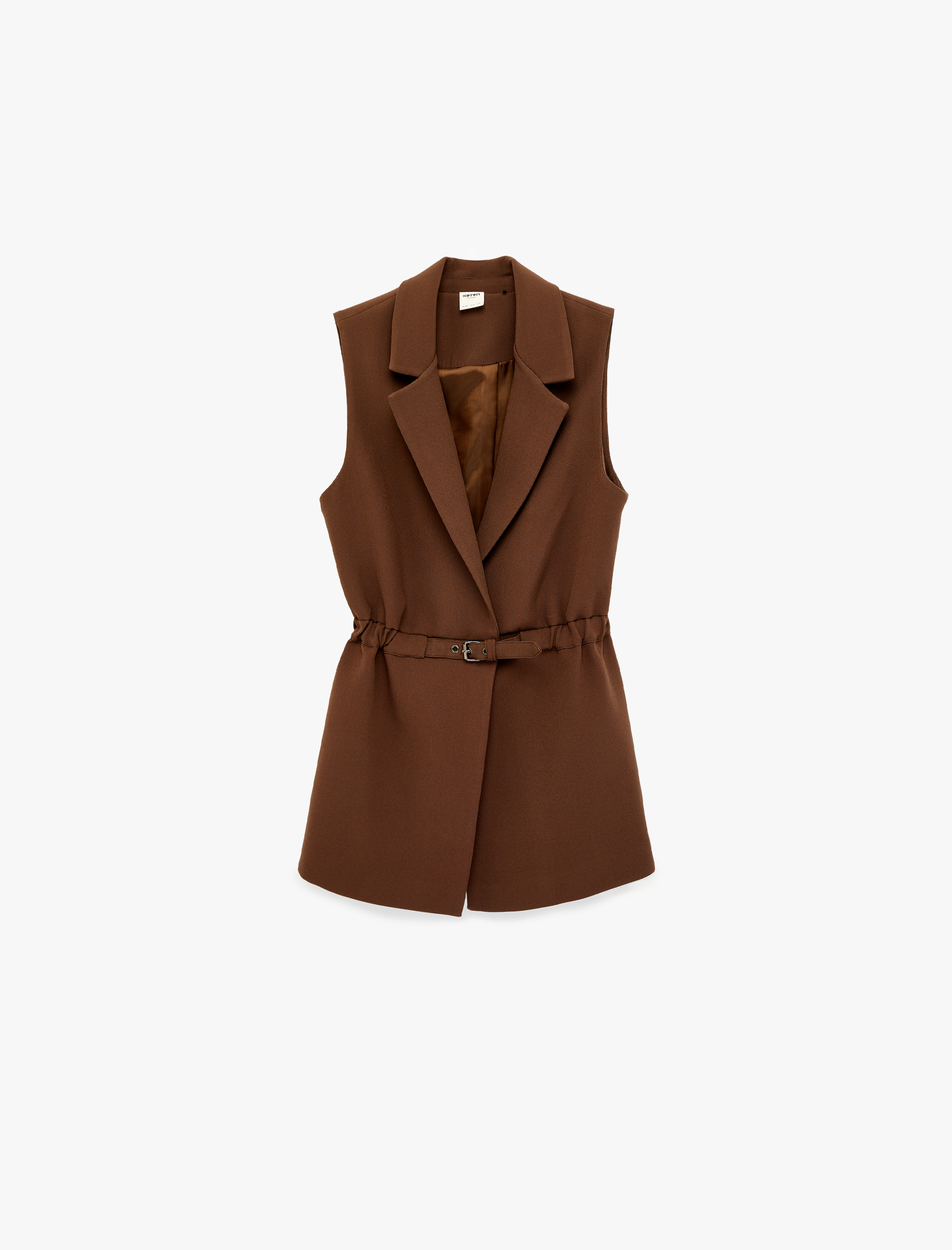   Regular Fit Kolsuz Kemerli Kruvaze Yaka Yelek