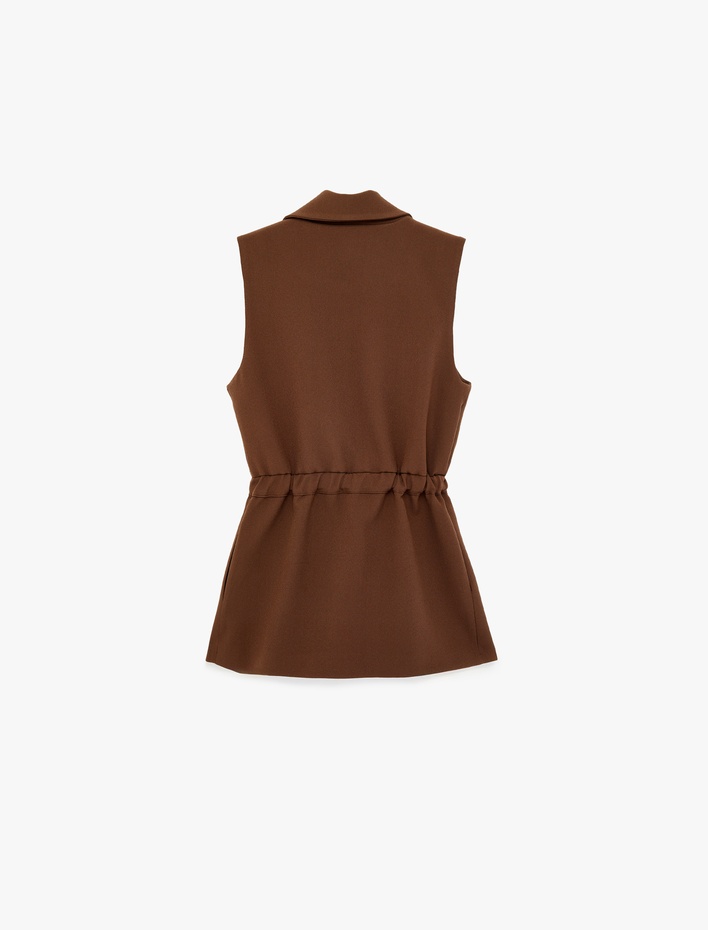  Regular Fit Kolsuz Kemerli Kruvaze Yaka Yelek