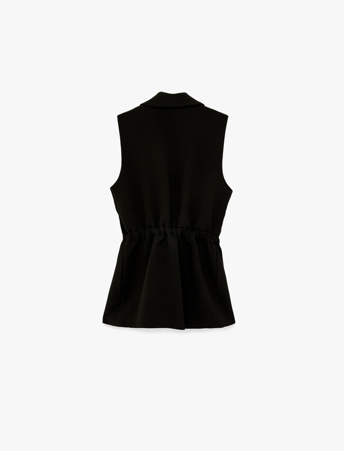  Regular Fit Kolsuz Kemerli Kruvaze Yaka Yelek