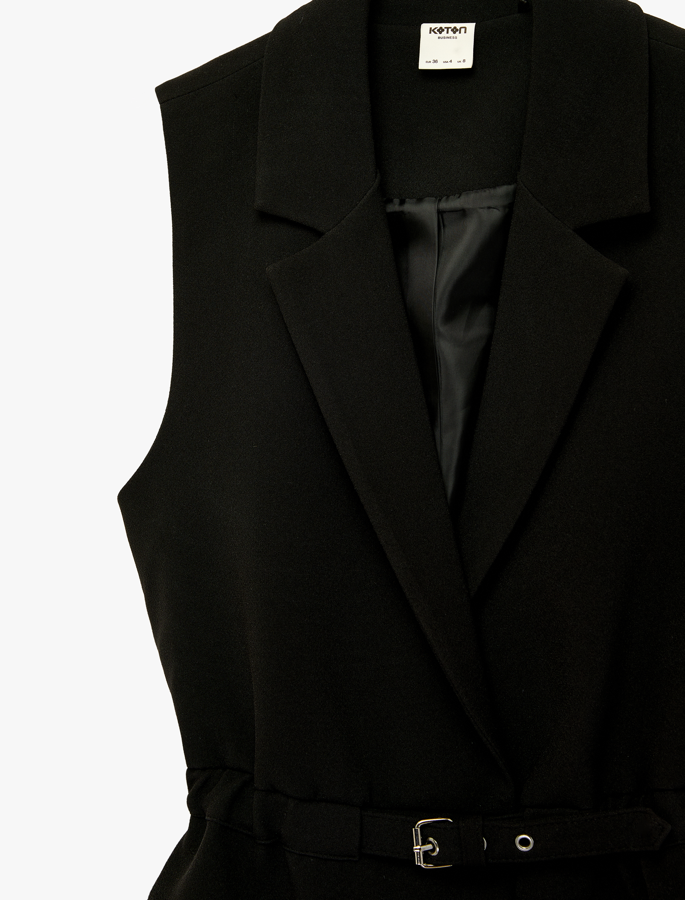   Regular Fit Kolsuz Kemerli Kruvaze Yaka Yelek