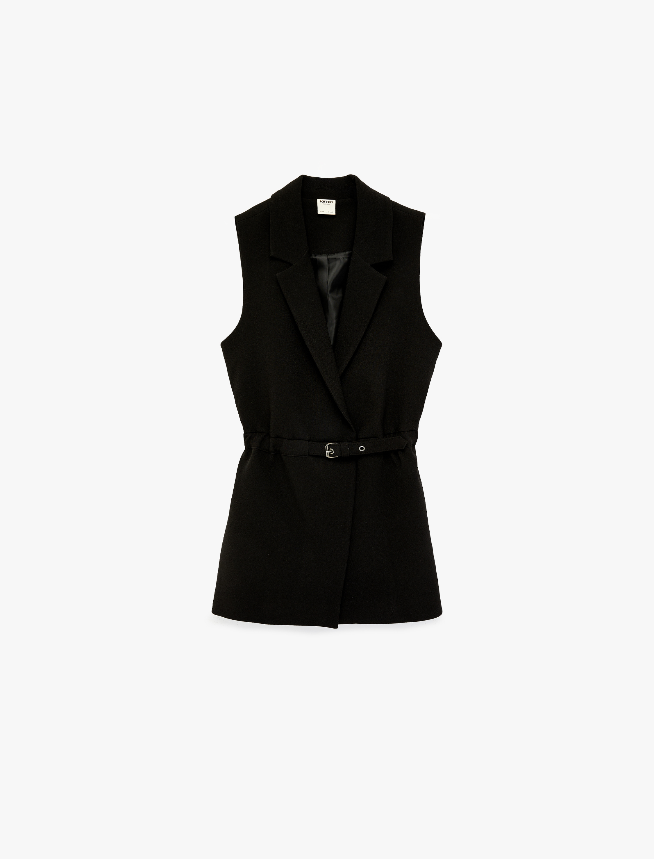   Regular Fit Kolsuz Kemerli Kruvaze Yaka Yelek